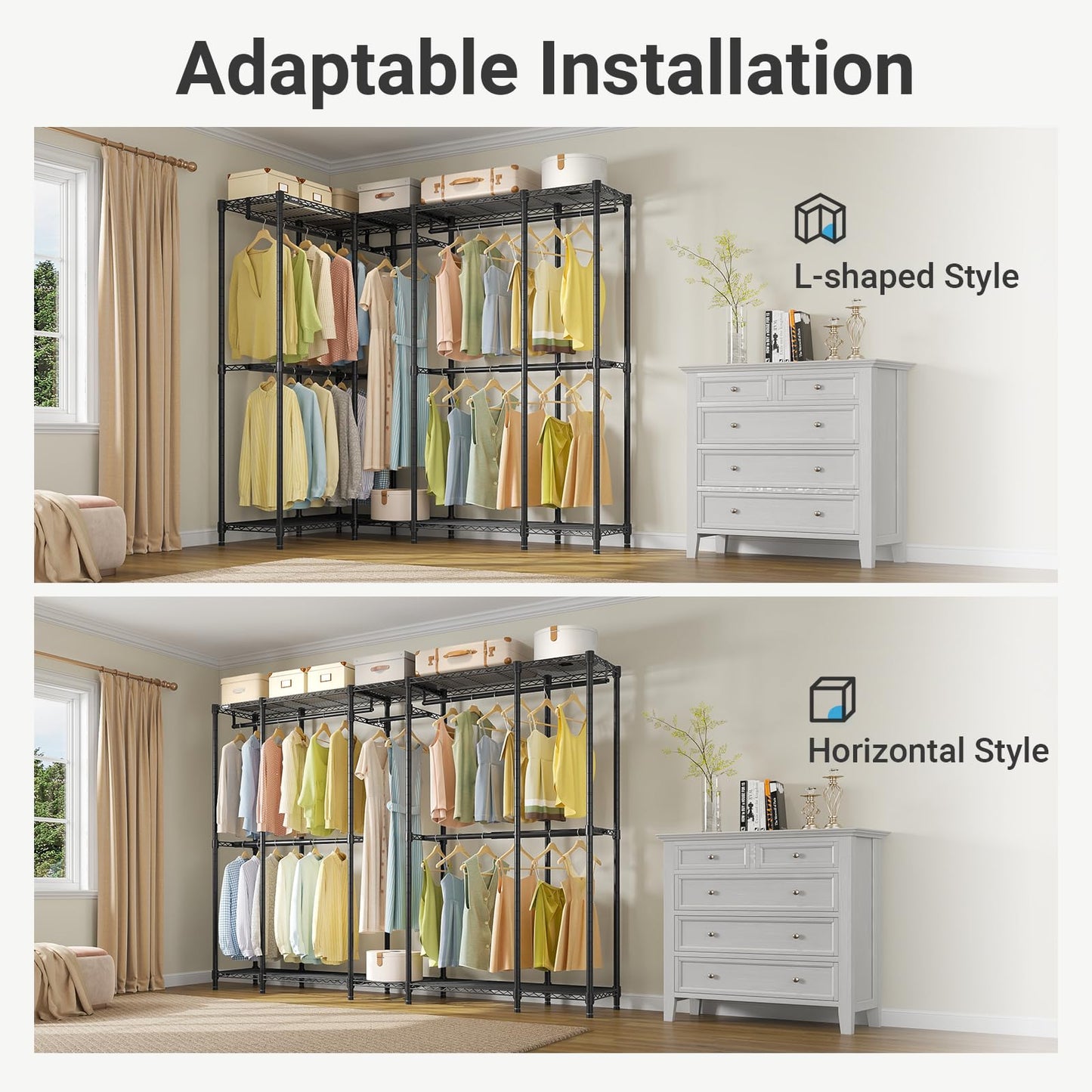 VIPEK V50 Basic Expandable Clothes Rack, Heavy Duty Closet System, Black