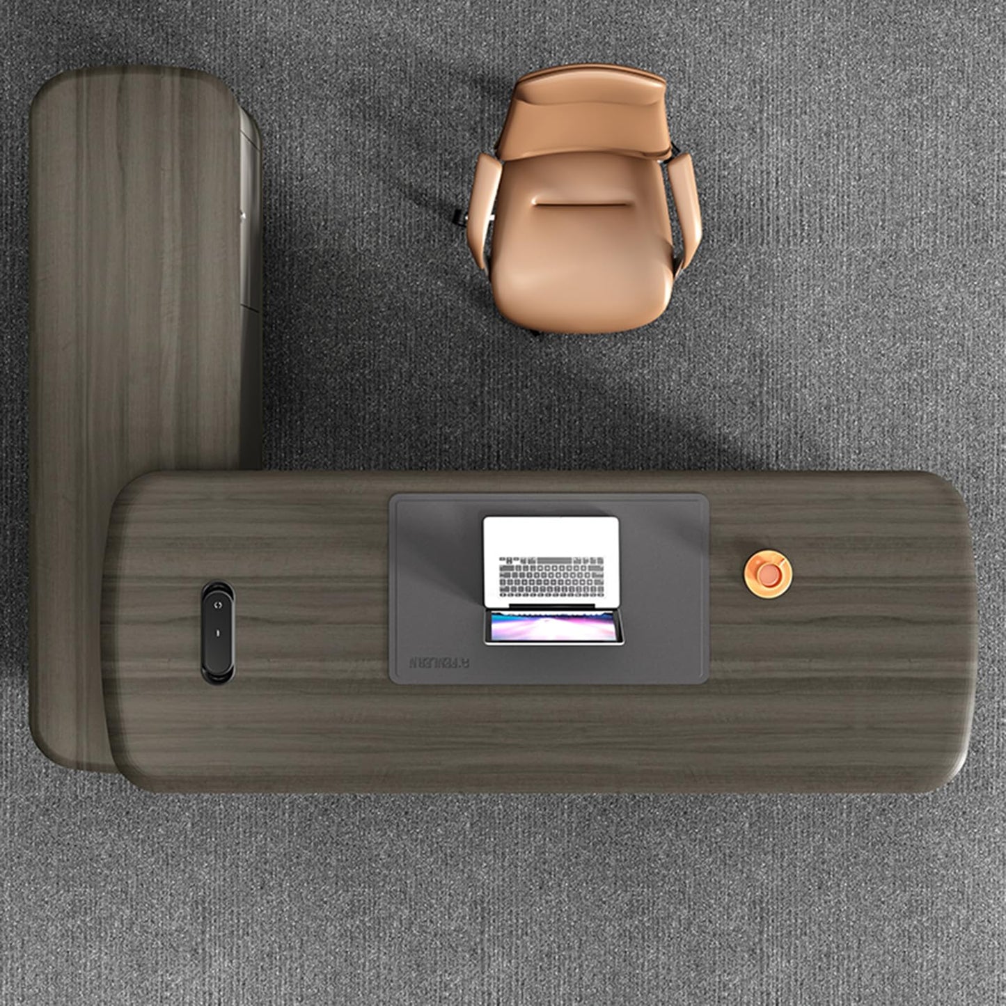 LSIGHTUS Wood Minimalist Style Computer Desk, L-Shaped Executive Office Desk with File Drawers, Writing Study Table Business Furniture Set for CEO Boss