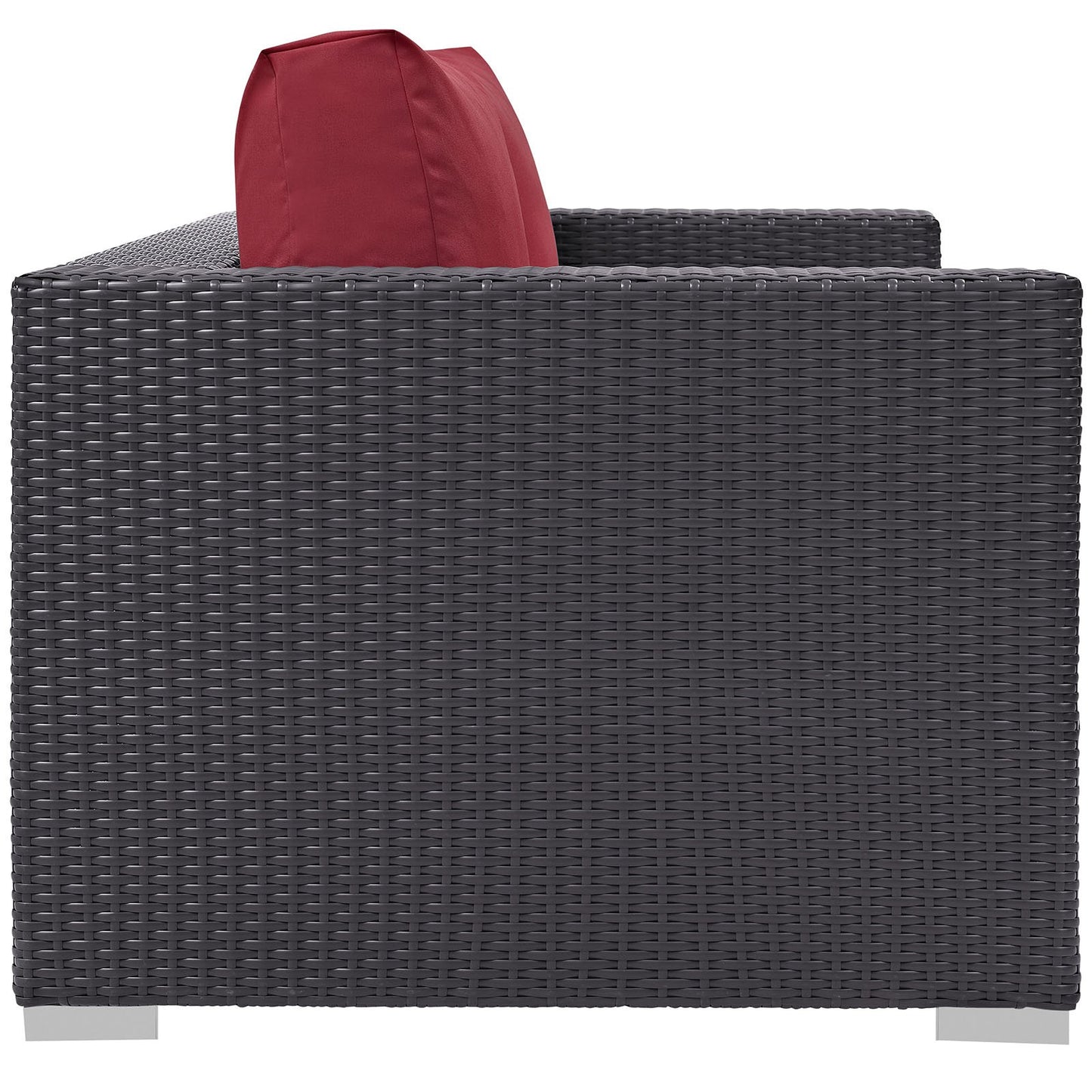 Modway Convene Wicker Rattan Outdoor Patio Loveseat with Cushions in Espresso Red