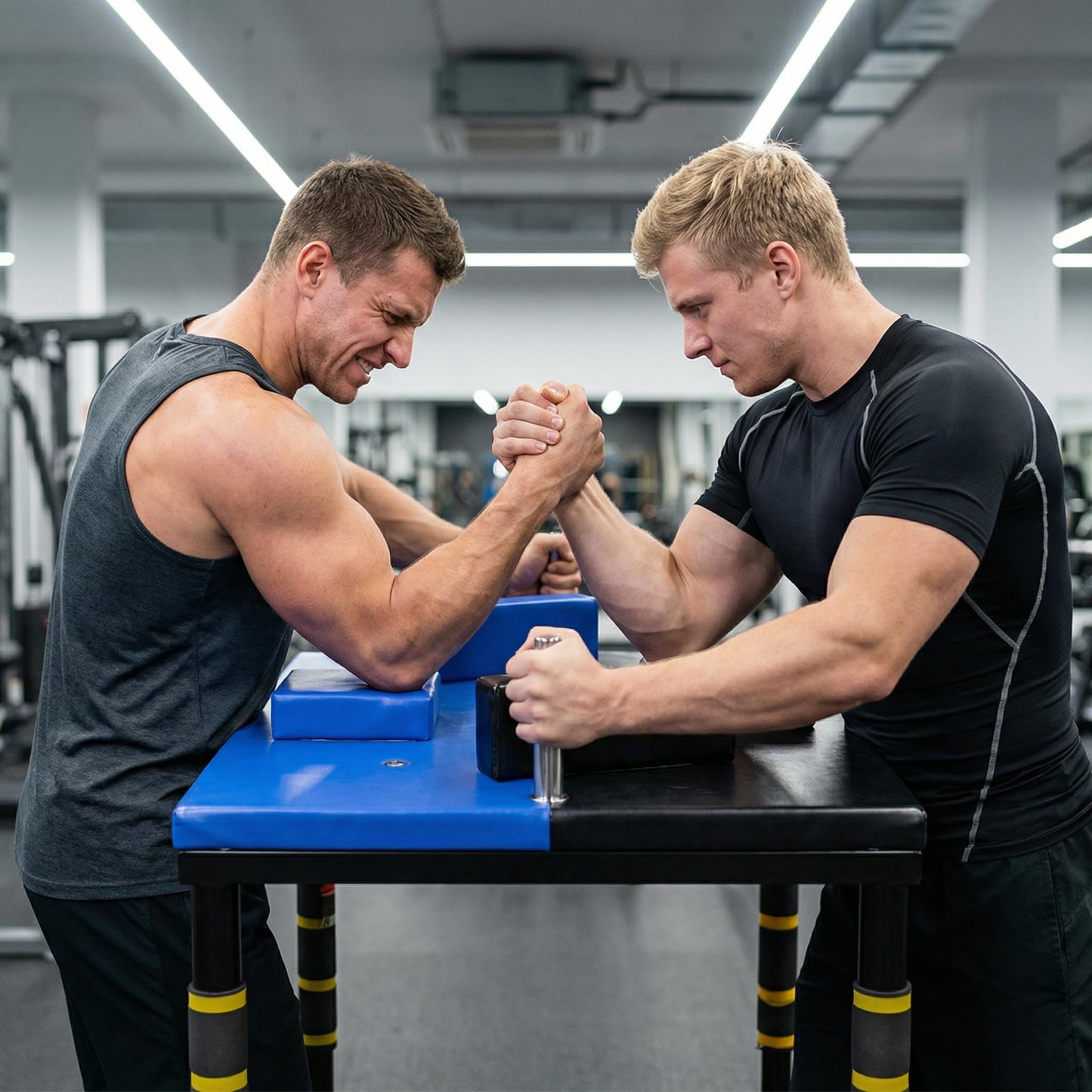 StarsNet Arm Wrestling Battle Table Forearm Strength Training with Competition Design Wrist Strength Training Support Plate (Black Blue)