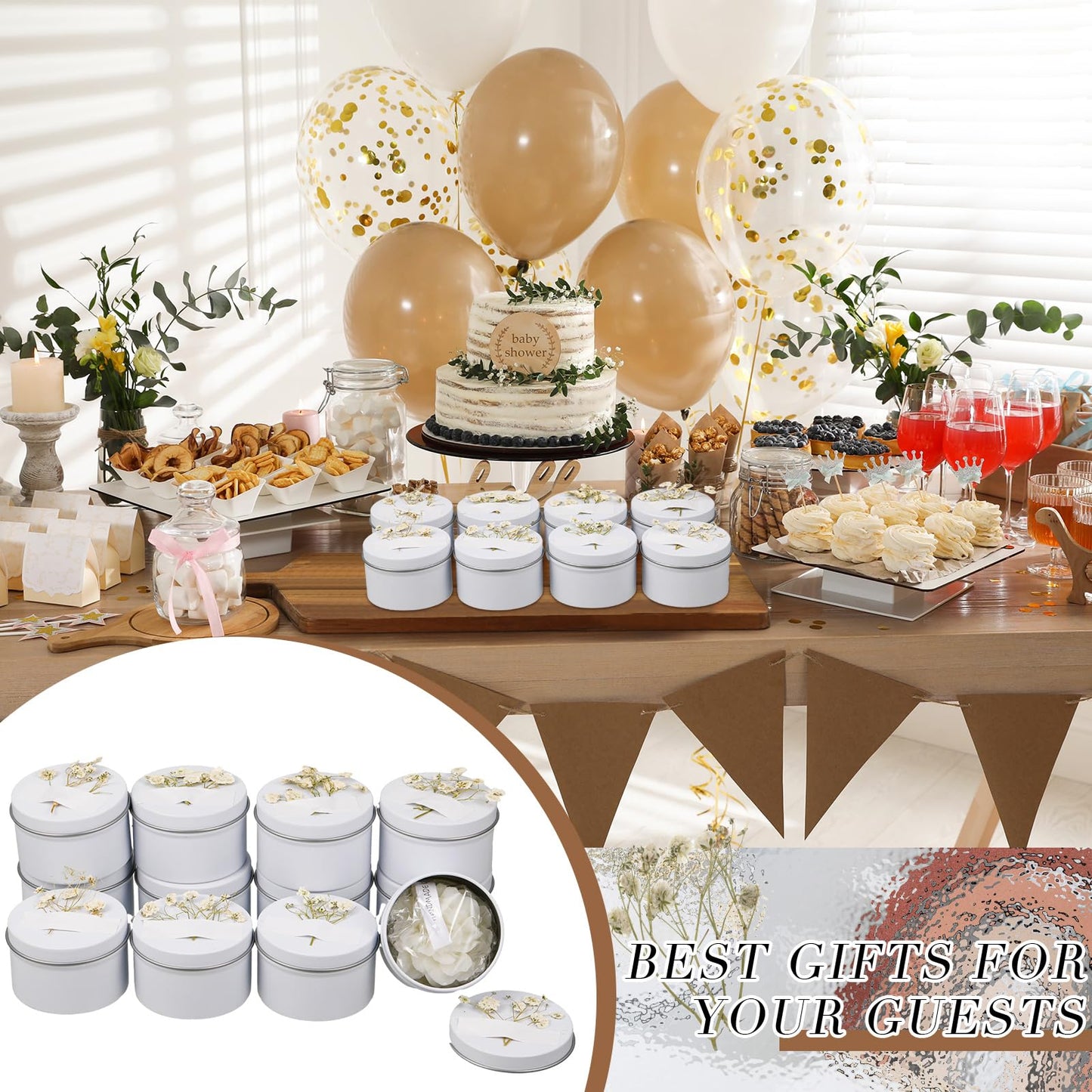 Threlaco 12 Pcs Flower Candles Scented Bridesmaid Gift Set Soy Wax Aromatherapy Candles Bulk for Wedding Bridal Shower Home Guests Women Valentines Mothers Day Anniversaries Favor(White)
