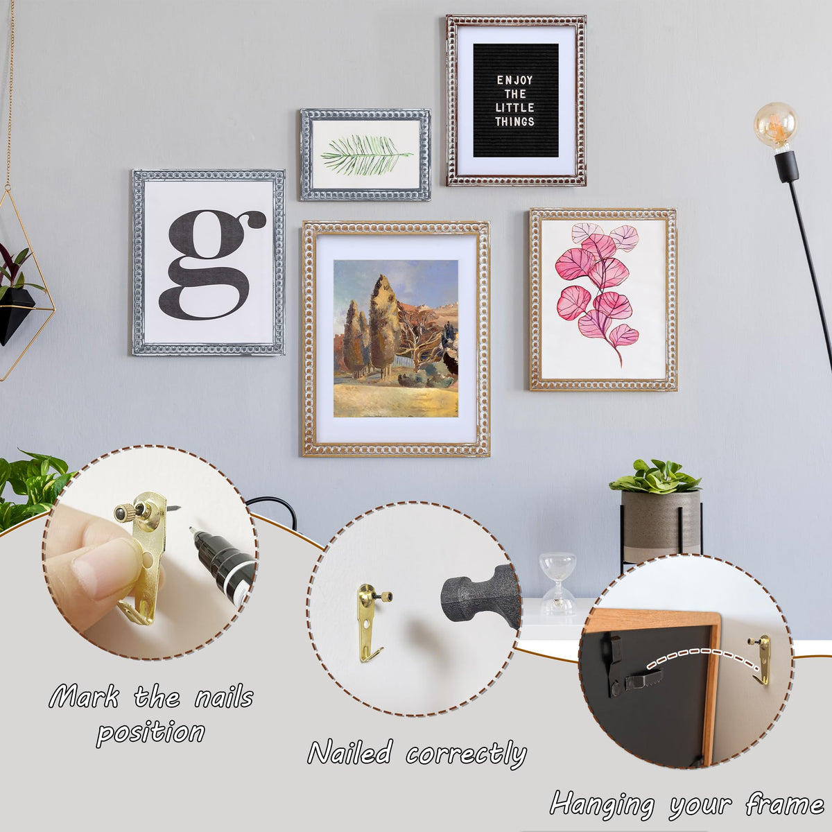 Gdfmsc 11x14 Rustic Picture Frame with Mat for 8x10, Decorative Distressed Beaded Wooden Real Glass, Vertical or Horizontal Display Photo Gallery Wall & Tabletop Frame, White Washed Brown