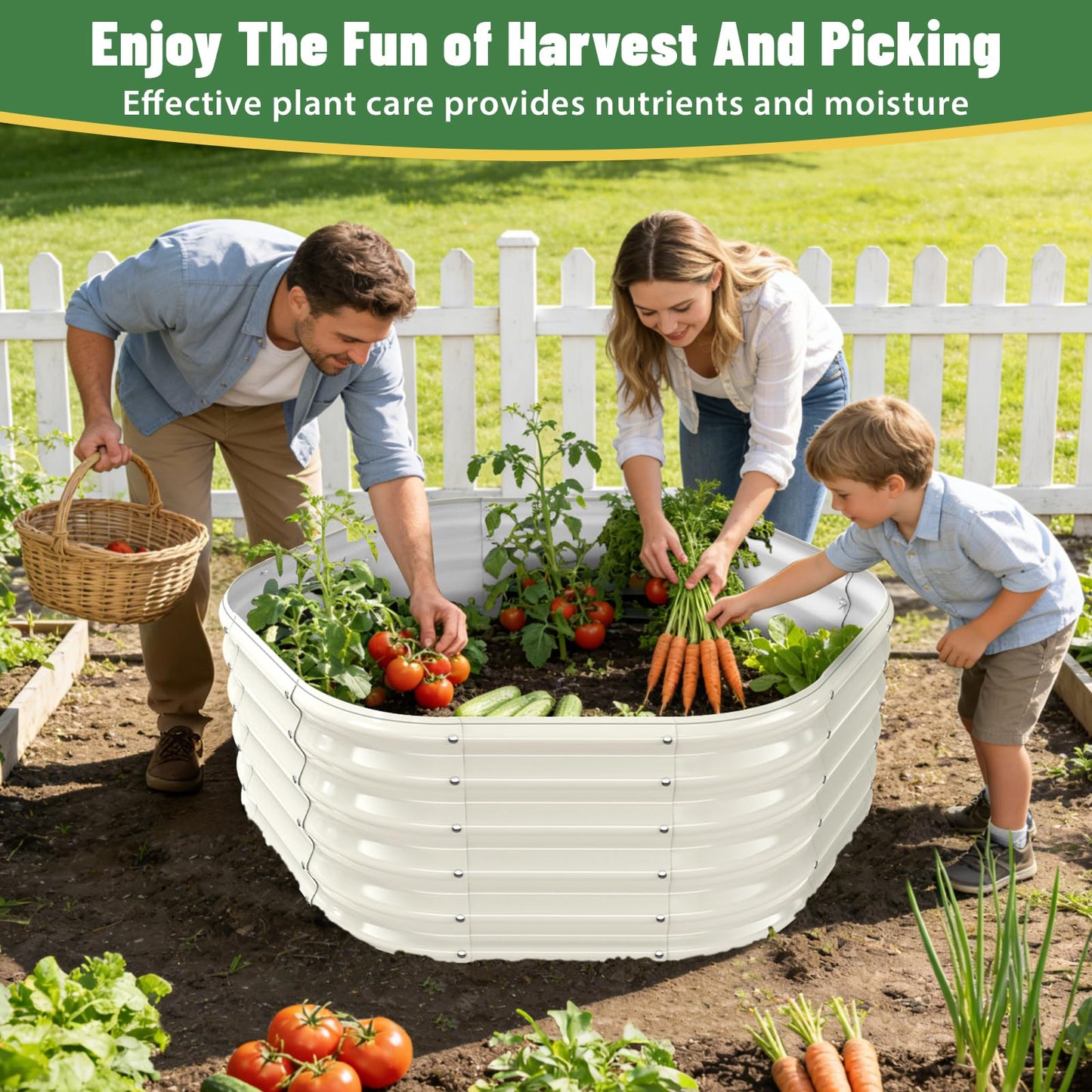 Hexagon Raised Garden Bed, 48 Inch Diagonal & 16.5 Inch Tall, Galvanized Steel Planter Box with Wave-Shaped Metal Panels for Outdoor Flower,Tree,Herb & Vegetable Garden (Cream white, 4FT X 1.5FT)