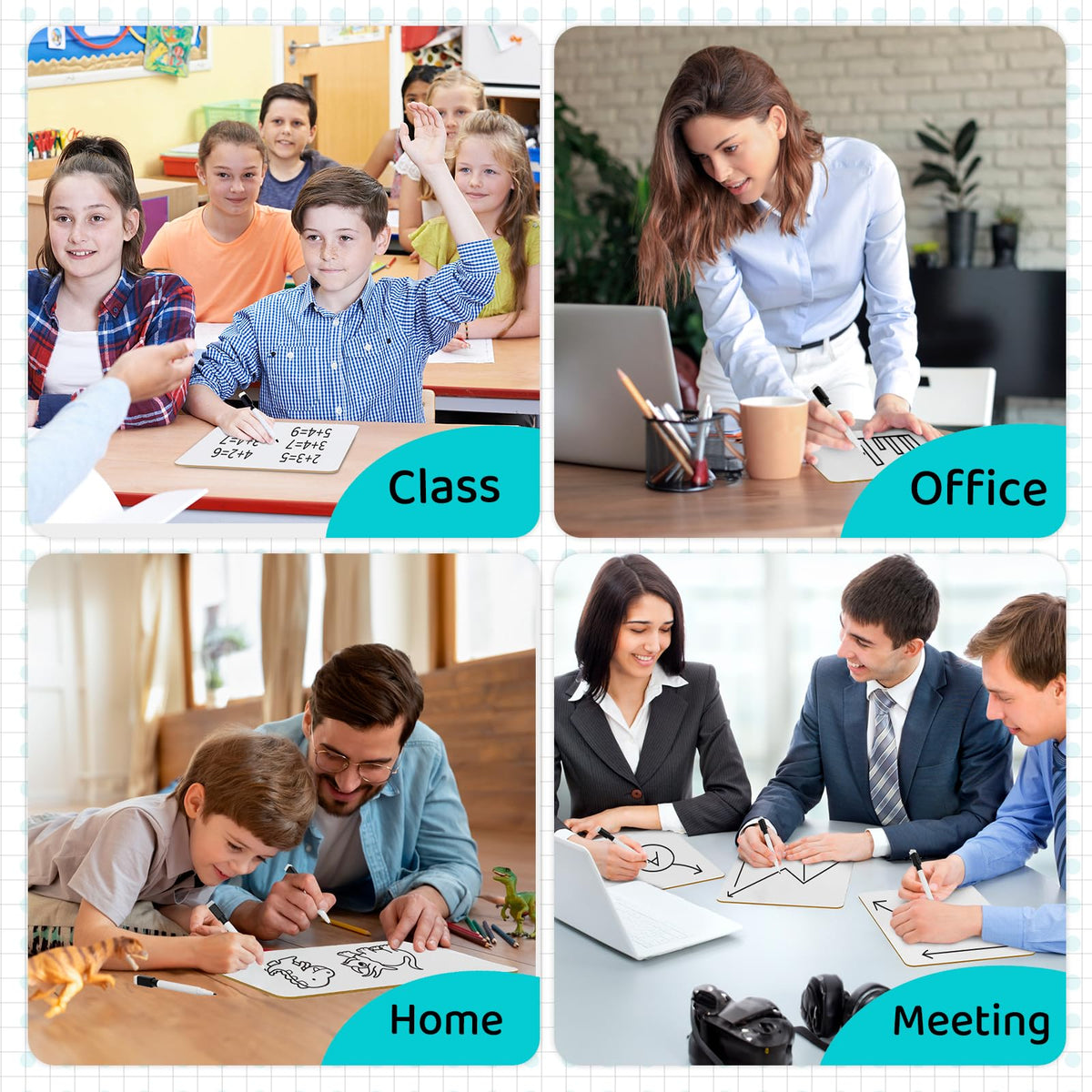 UPGREY Dry Erase Boards, Small Whiteboard 20 Pack 9"X12" Double-Sided Mini Whiteboards for Kids Lapboards with 24 Pens+24 Erasers+24 Pen Clips for Students, Teachers, Class, Office