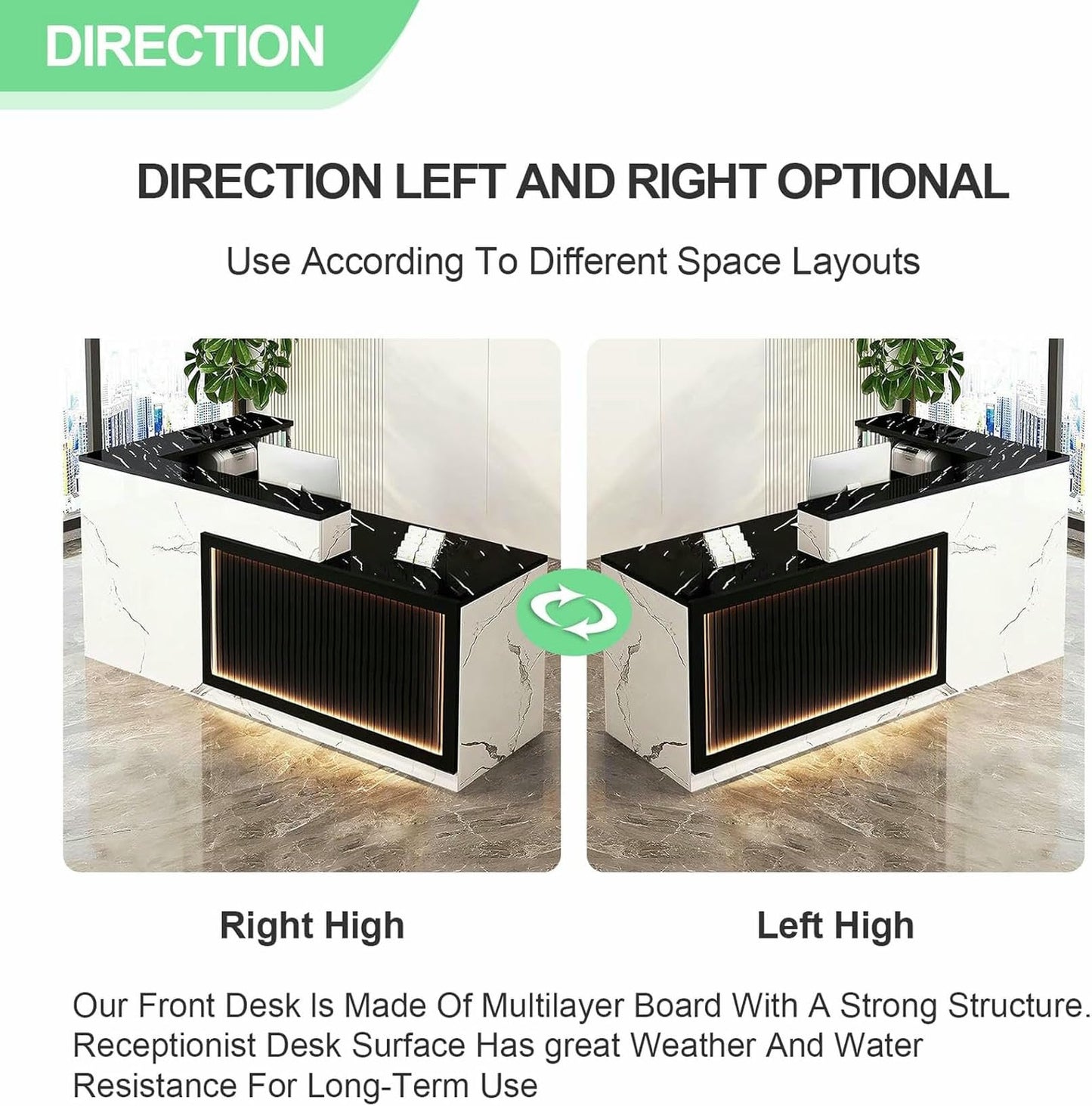 BTOIASYHF Reception Desk with Counter and Drawer L-Shaped Front Reception Table with Storage Office Receptionists Desk Salon Shop Retail Checkout Counter