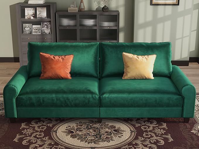 EASE MOOSE 88.5" Large Seat Velvet Loveseat Sofa, Soft Deep Seat Couches