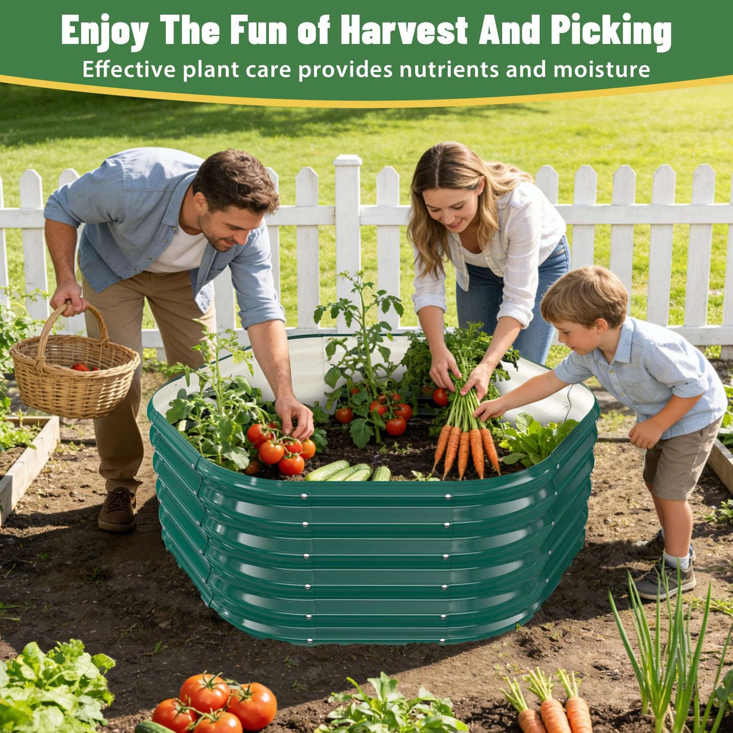 Hexagon Raised Garden Bed, 48 Inch Diagonal & 16.5 Inch Tall, Galvanized Steel Planter Box with Wave-Shaped Metal Panels for Outdoor Flower,Tree,Herb & Vegetable Garden (Dark green, 4FT X 1.5FT)