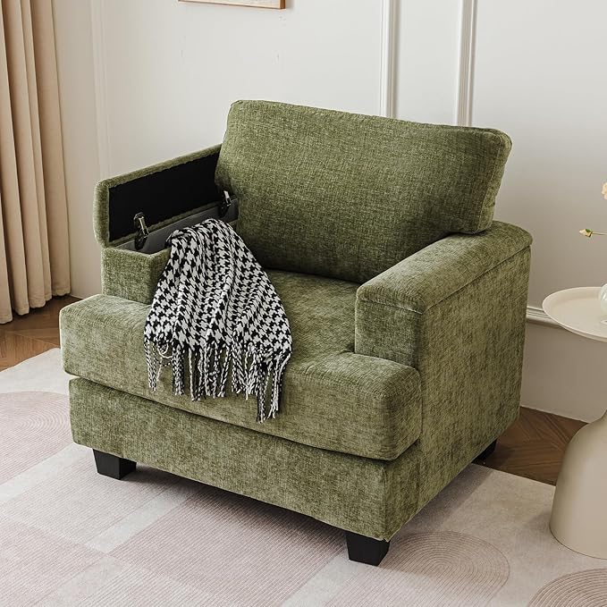 Oversized Accent Chair with Armrest Organizer, Comfy Living Room Chairs with