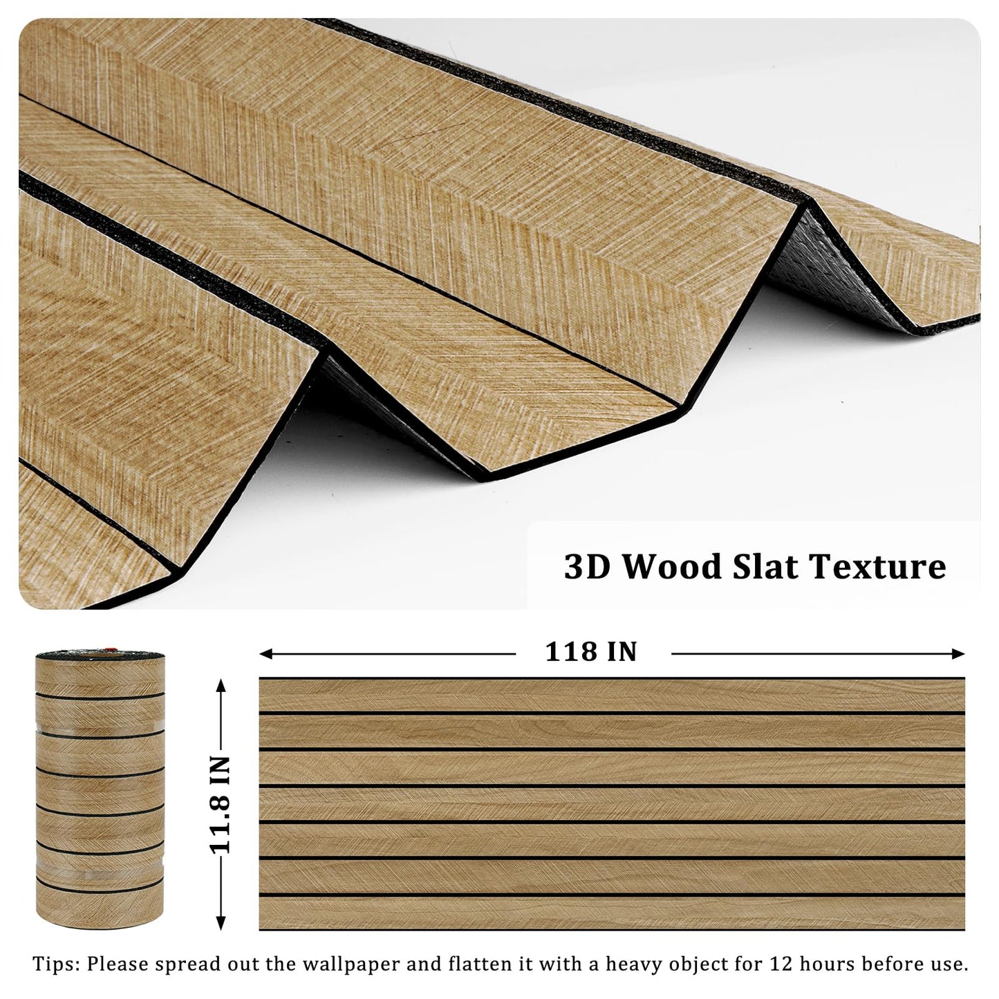 STICKEEP 3D Brown Wood Panels for Walls 118" x 11.8" Acoustic Slat Wall Paneling Peel and Stick Wood Panels Self Adhesive Flexible Wooden Slat Wallpaper for Bedroom Living Room Wall Decor Ceiling
