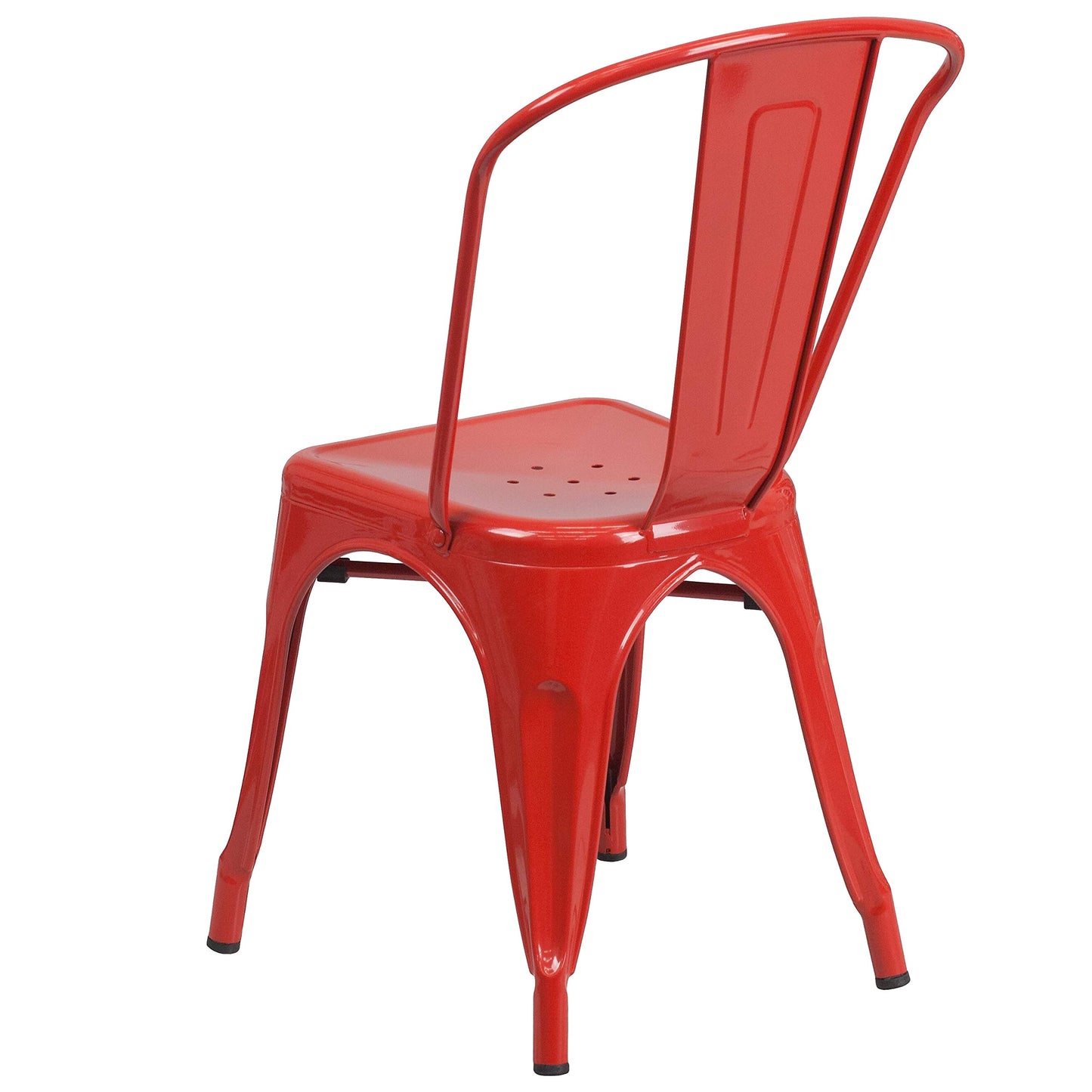 Flash Furniture Perry Commercial Grade Red Metal Indoor-Outdoor Stackable Chair with Powder Coated Steel Frame