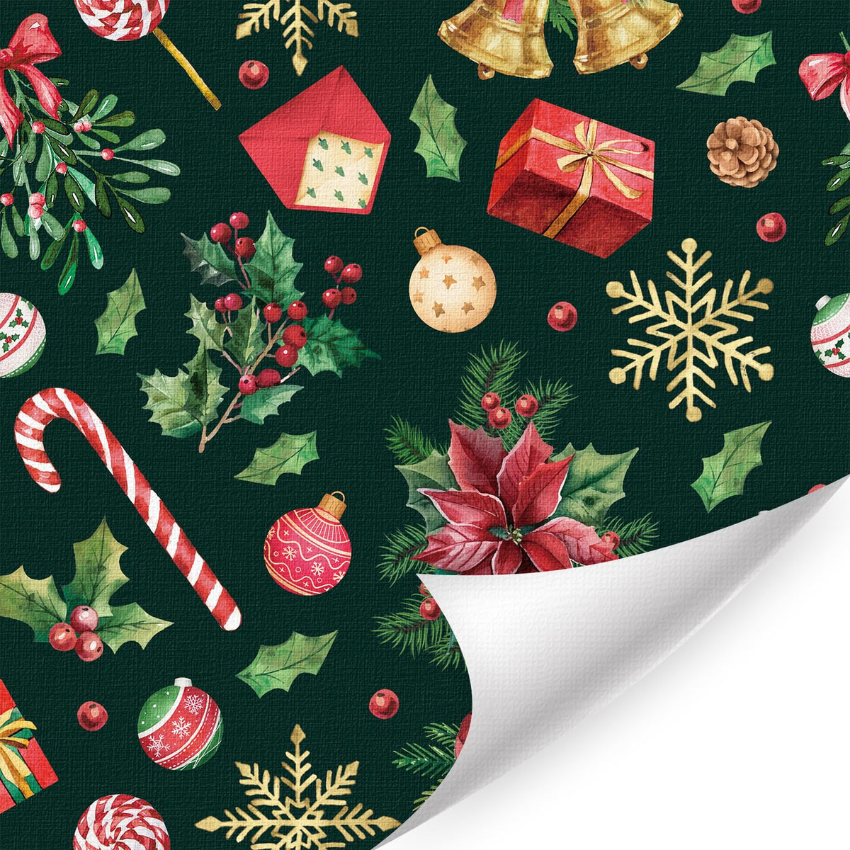 IARTTOP Merry Christmas Wallpaper Peel and Stick Xmas Holiday Poinsettia Contact Paper for Wall Cabinets Christmas Ornament Wallpaper Self-Adhesive for Winter Party Bedroom Holiday Decor(17.3"X118.1")
