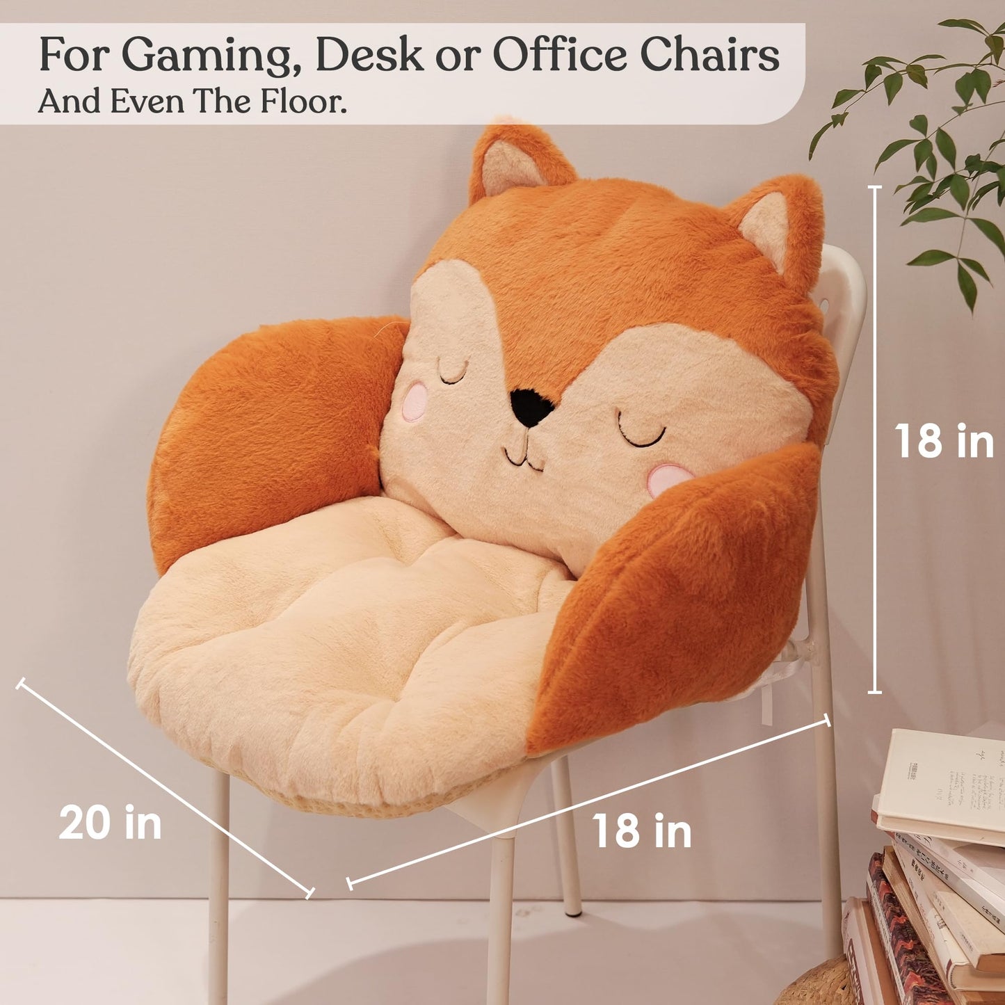 ninazy Fox Animal Cushion - Cute Pillows Chair Pillow - Gaming Chair Cushion Cute - Seat Cushion for Office Chair - Sitting Pillows Car Seat Pillow Decor - Plush Pillows (Fox)