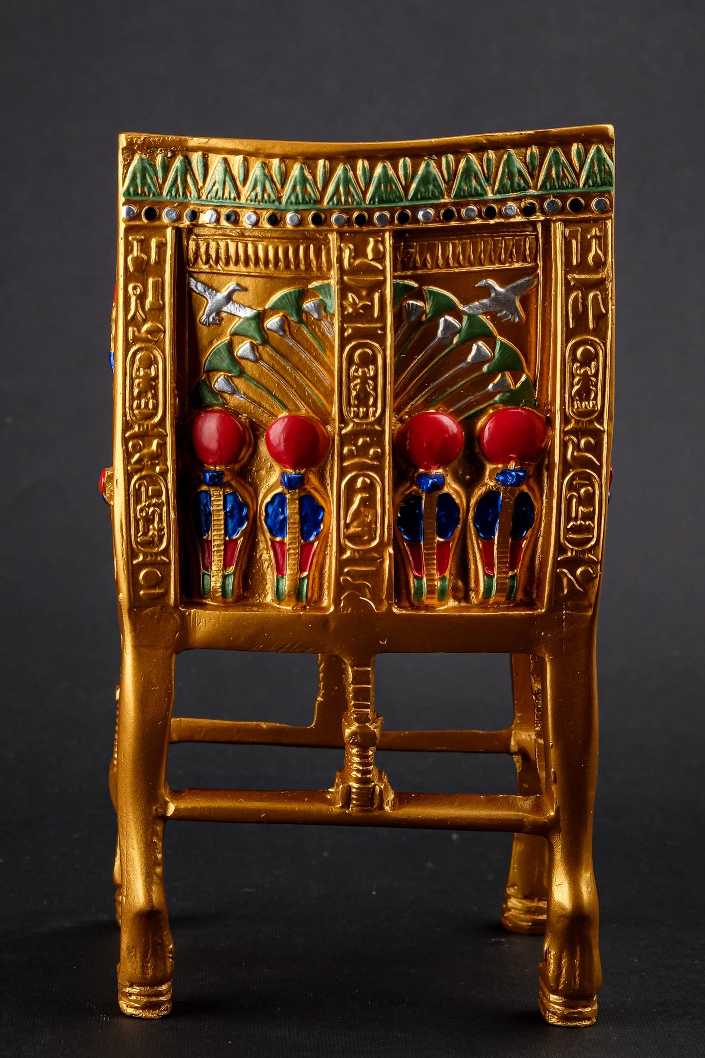 Gorgeous King Tutankhamun Throne - Handmade from Egyptian Stone with The Gold Painting - Replica - Small Size- Made in Egypt