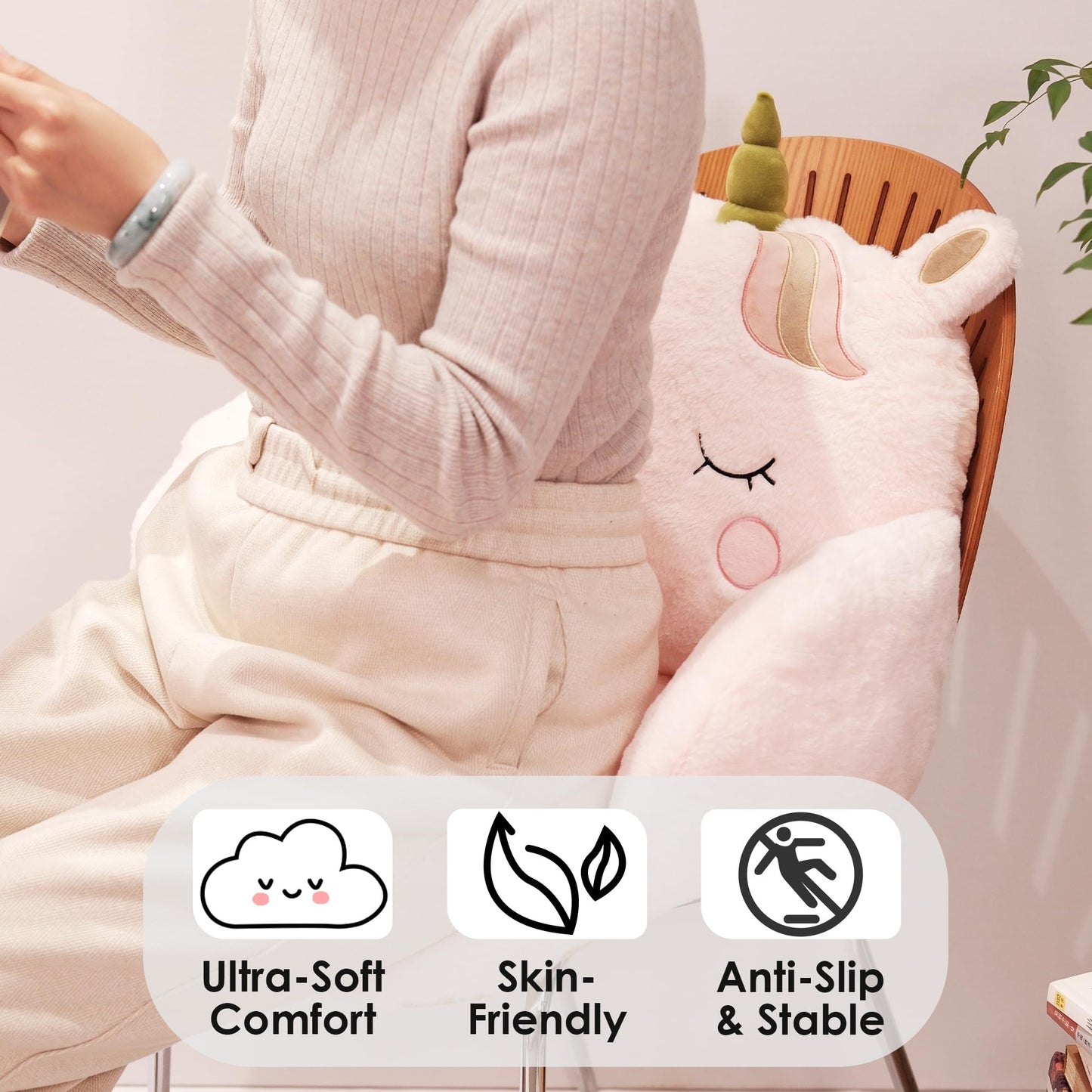 ninazy Unicorn Animal Cushion - Cute Pillows Chair Pillow - Pink Gaming Chair Cushion Cute - Seat Cushion for Office Chair - Sitting Pillows Car Seat Pillow Decor - Plush Pillows (Uni)