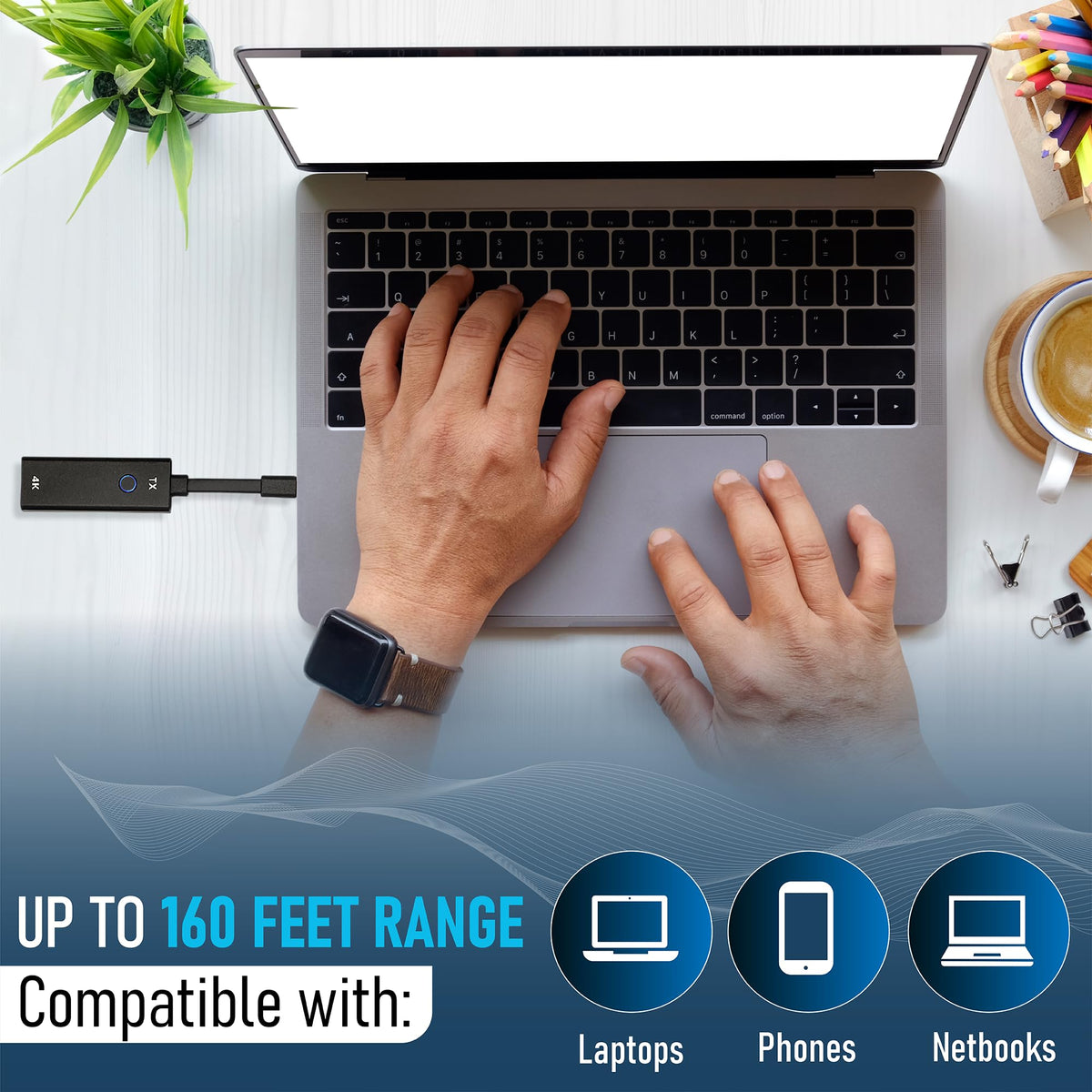 ClearClick Present+Share (4K USB-C Edition) - Wireless Presentation & Video Broadcasting System for Laptops & Smartphones (Two 4K USB-C Transmitters, One 4K HDMI Receiver)