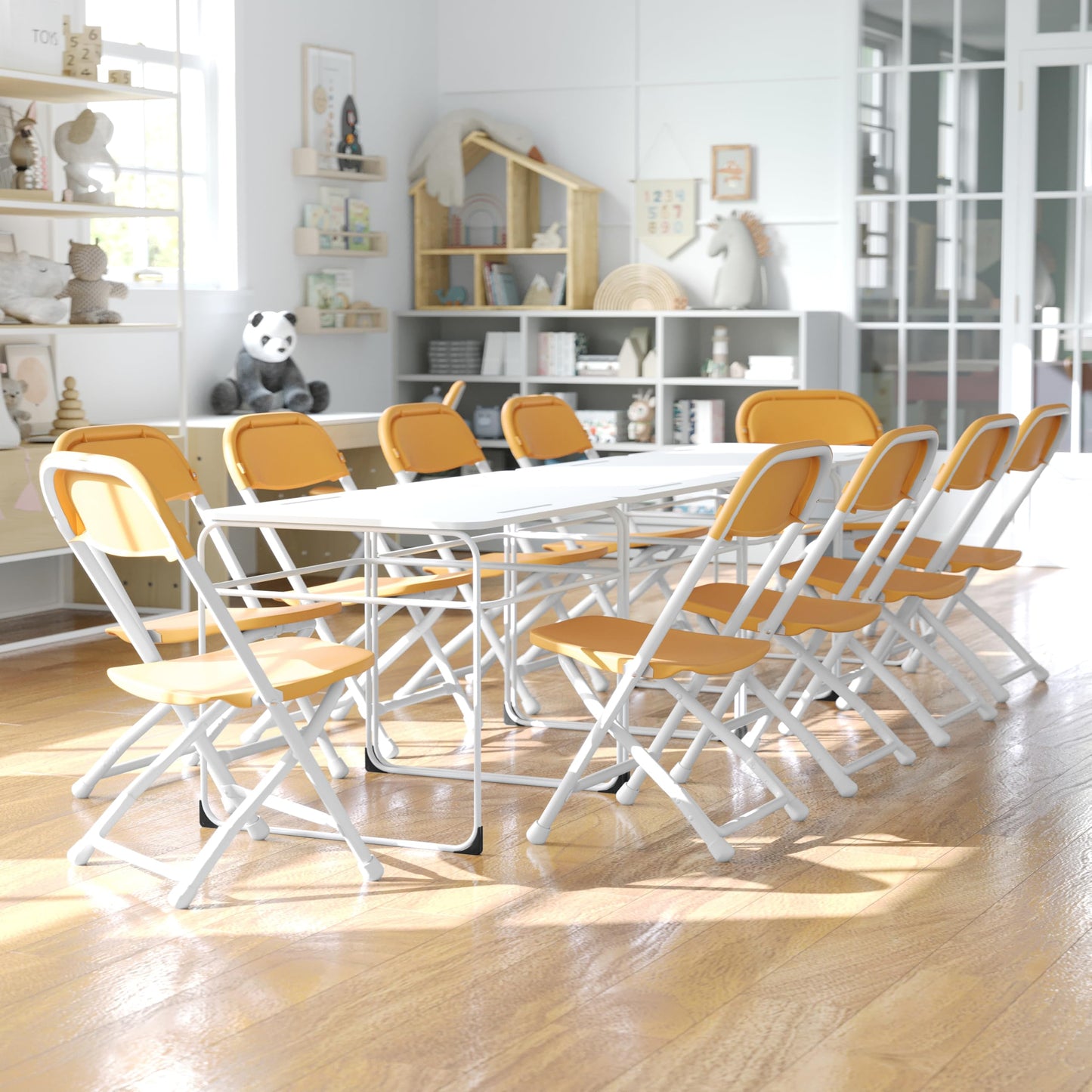 Flash Furniture Timmy 10 Pk. Kids Yellow Plastic Folding Chair