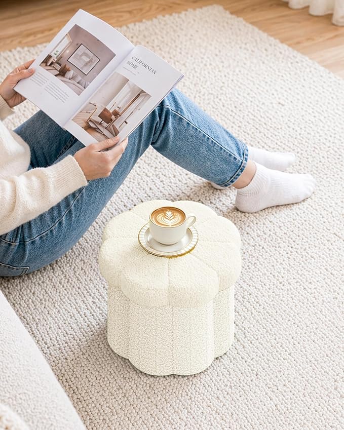 B FSOBEIIALEO Storage Ottoman Foldable, Sunflower Shaped Small Footrest