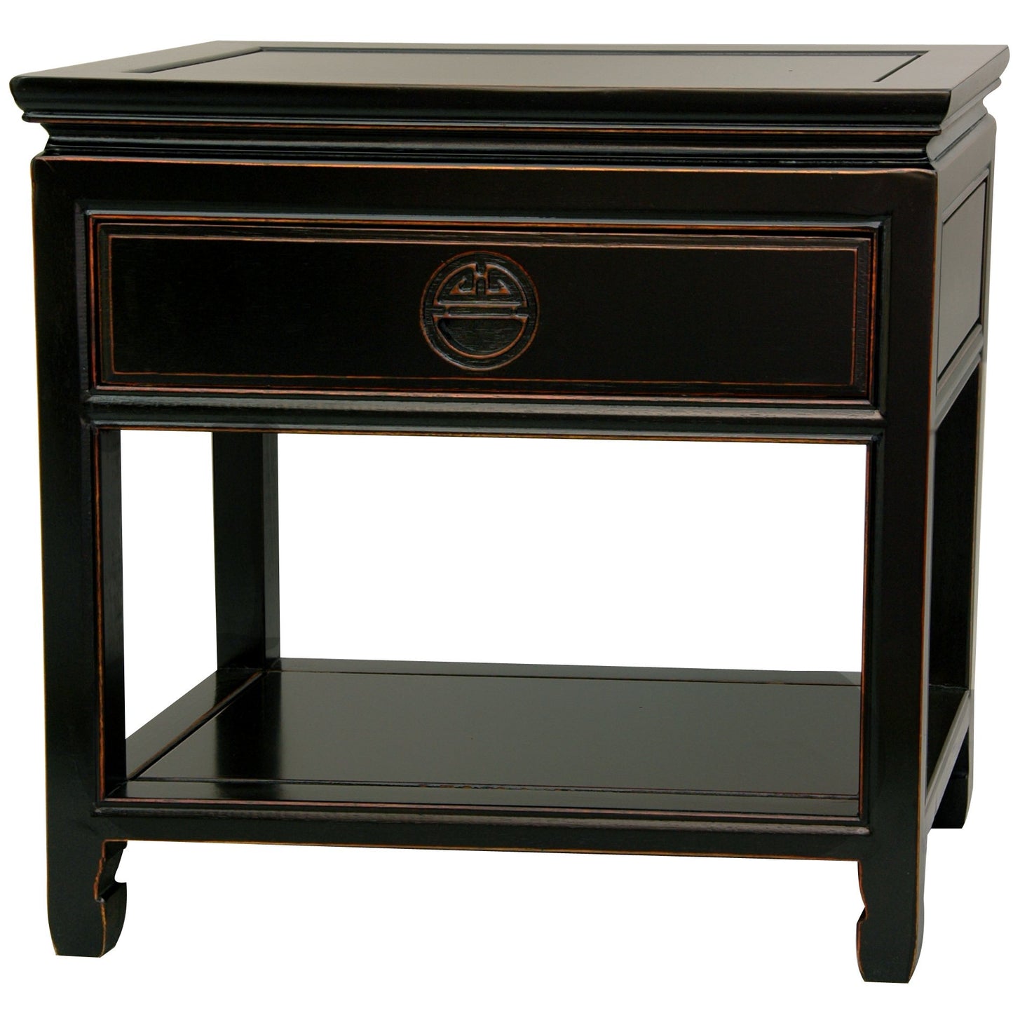 Red Lantern Elegant End Table - Antique Black