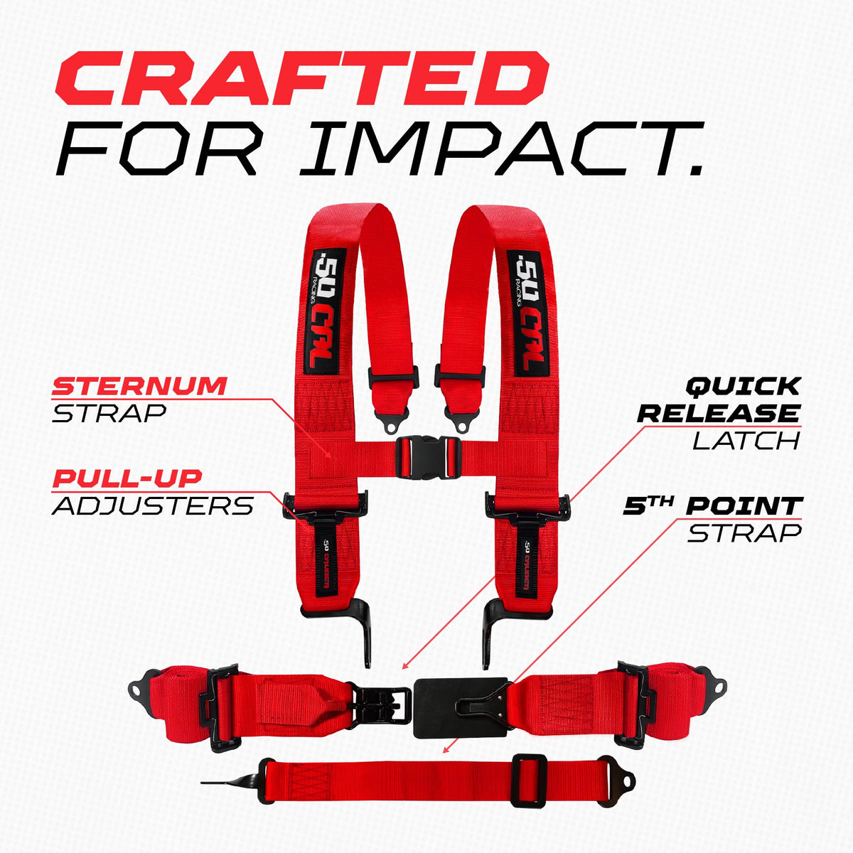1pc Red 3" 5 Point Harness SFI certified for Bucket Seat, Quick Release Race Latch, Racing Harness 5 point, Race Car, Off Road, UTV, RZR 5pt [6092]