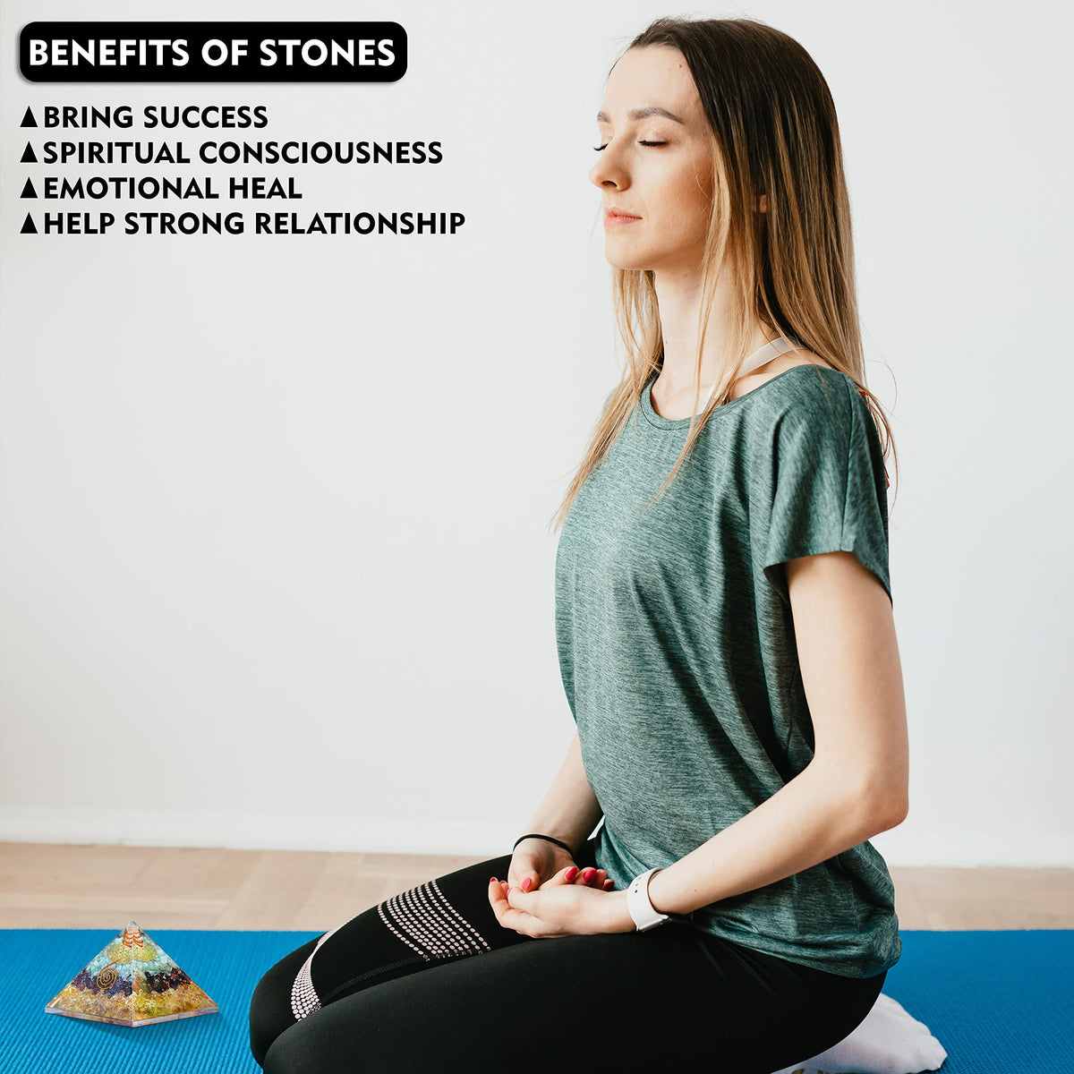 Triple Money Orgone Pyramid Attract Wealth and Prosperity- Crystals Pyramid for Positive Energy and Meditation Yoga Positive Energy Promotes Wealth, Prosperity and attracts Success