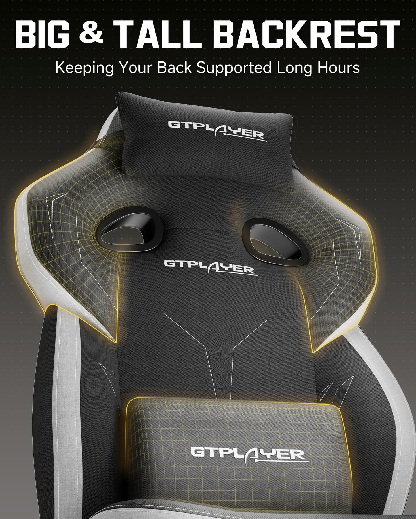 GTPLAYER Big & Tall Gaming Chair, 90°-155° Adjustable Reclining Office Seat with Footrest, Ergonomic Comfy Computer Desk Chair for Adults, Home Office Gaming Study Use, Black
