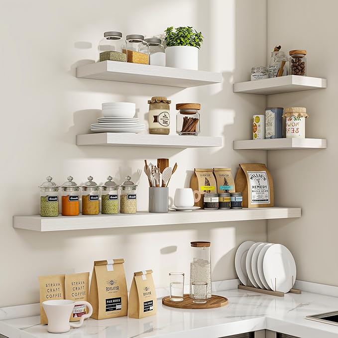 Acovy 48 Inch Floating Shelves, Wooden Shelves