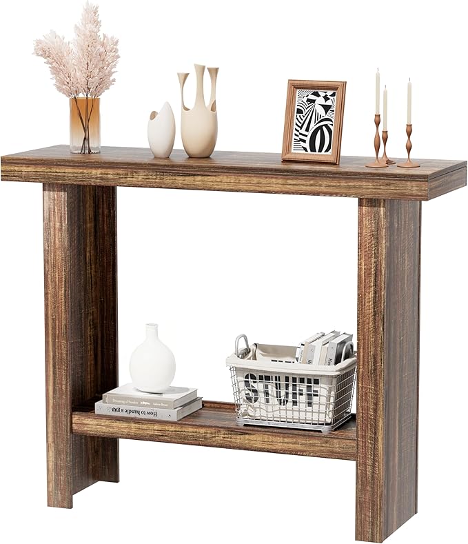 LIFECHOVY Farmhouse Wood Entryway Table Narrow Console Tables