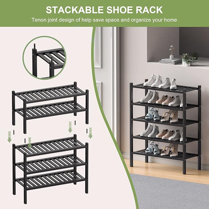 ROMGUAR CRAFT 3 Tier Bamboo Shoe Rack