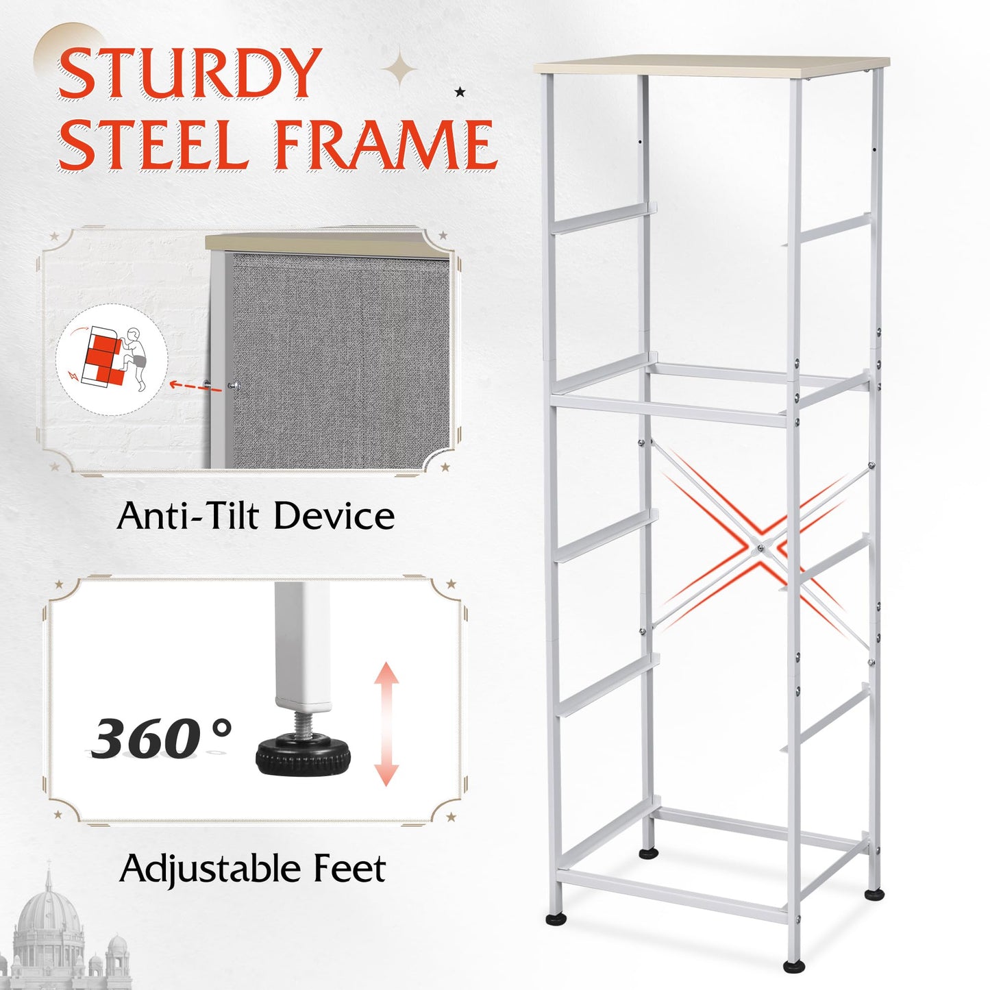 WLIVE Fabric Dresser, 5-Drawer Tall Dressers for Bedroom, Storage Dresser Organizer with Fabric Bins, Wood Top, Sturdy Steel Frame, Chest of Drawers for Closet, Hallway, Light Grey