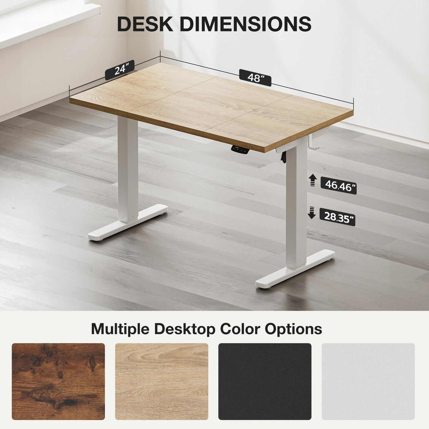 Acrolix Electric Standing Desk, Height Adjustable Home Office Desk with Memory Presets & Cable Management,Oak Sit Stand Desk for Work from Home, Ergonomic Computer Desk (48" x 24")