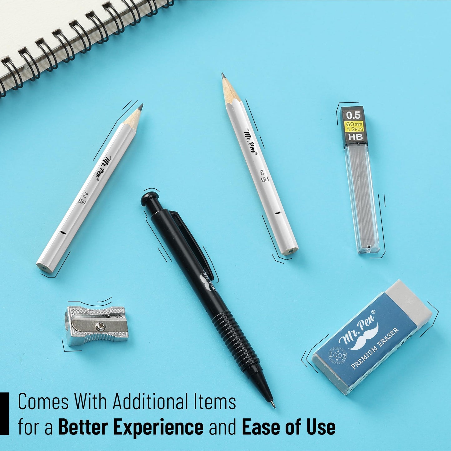 Mr. Pen- Geometry Set, 15 pcs, Blue, 6 Inch Swing Arm Protractor, Divider, Set Squares, Ruler, Compasses and Protractor