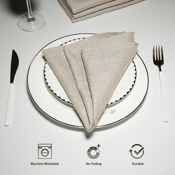 BALCONY & FALCON Cloth Napkins Set of 12 Washable Linen Napkins Absorbent