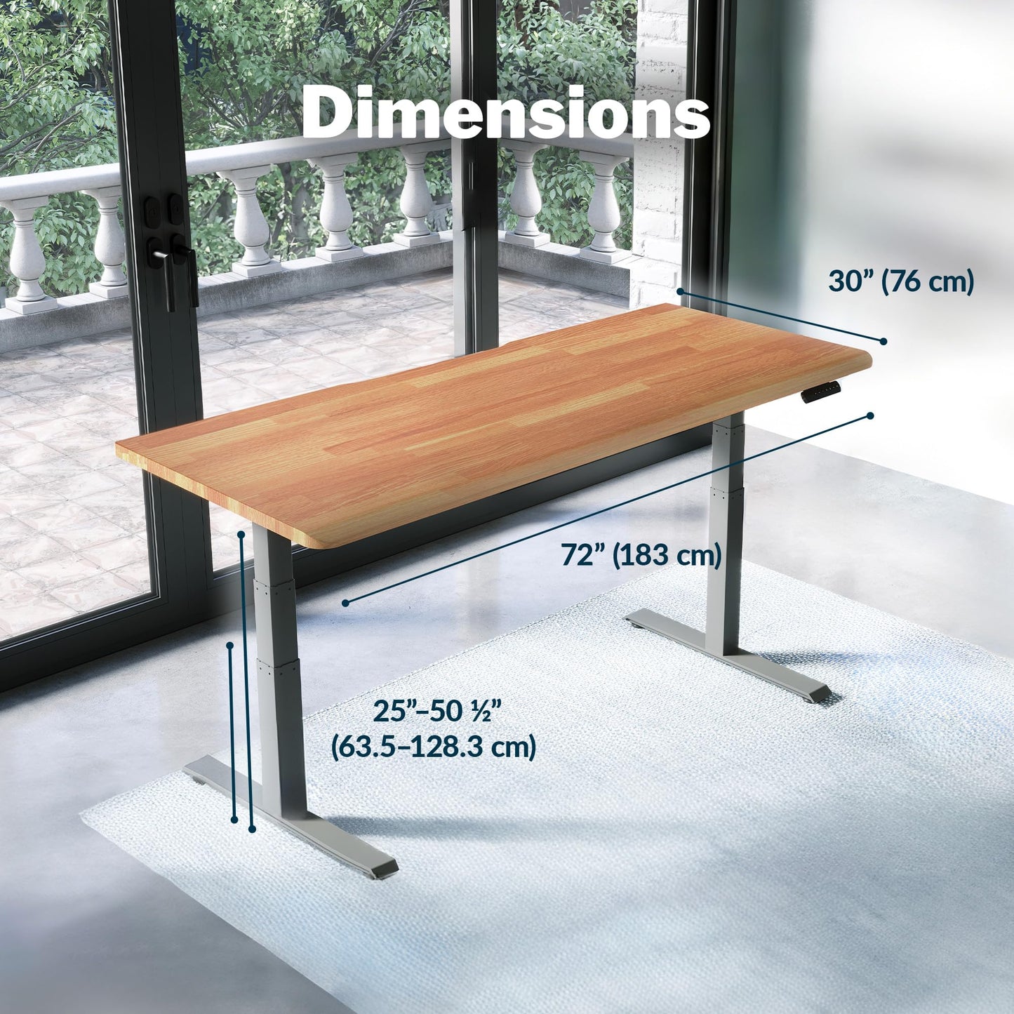 Vari ComfortEdge 72x30 Inch Electric Standing Desk – Height Adjustable Large Office Sit Stand VariDesk with Sloped Edge, Memory Presets, 180 LB Capacity + Tool-Free Assembly (Butcher Block)