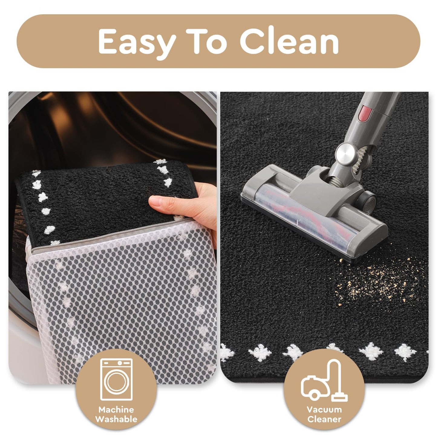 tchdio Stair Treads Landing-Rug Non Slip, Soft Stair Treads for Wooden Steps Indoor, Stair Carpet Treads Reusable Adhesive for Kids Elders and Pets, Washable Stair Rugs Stair Runner 31"x31" Black