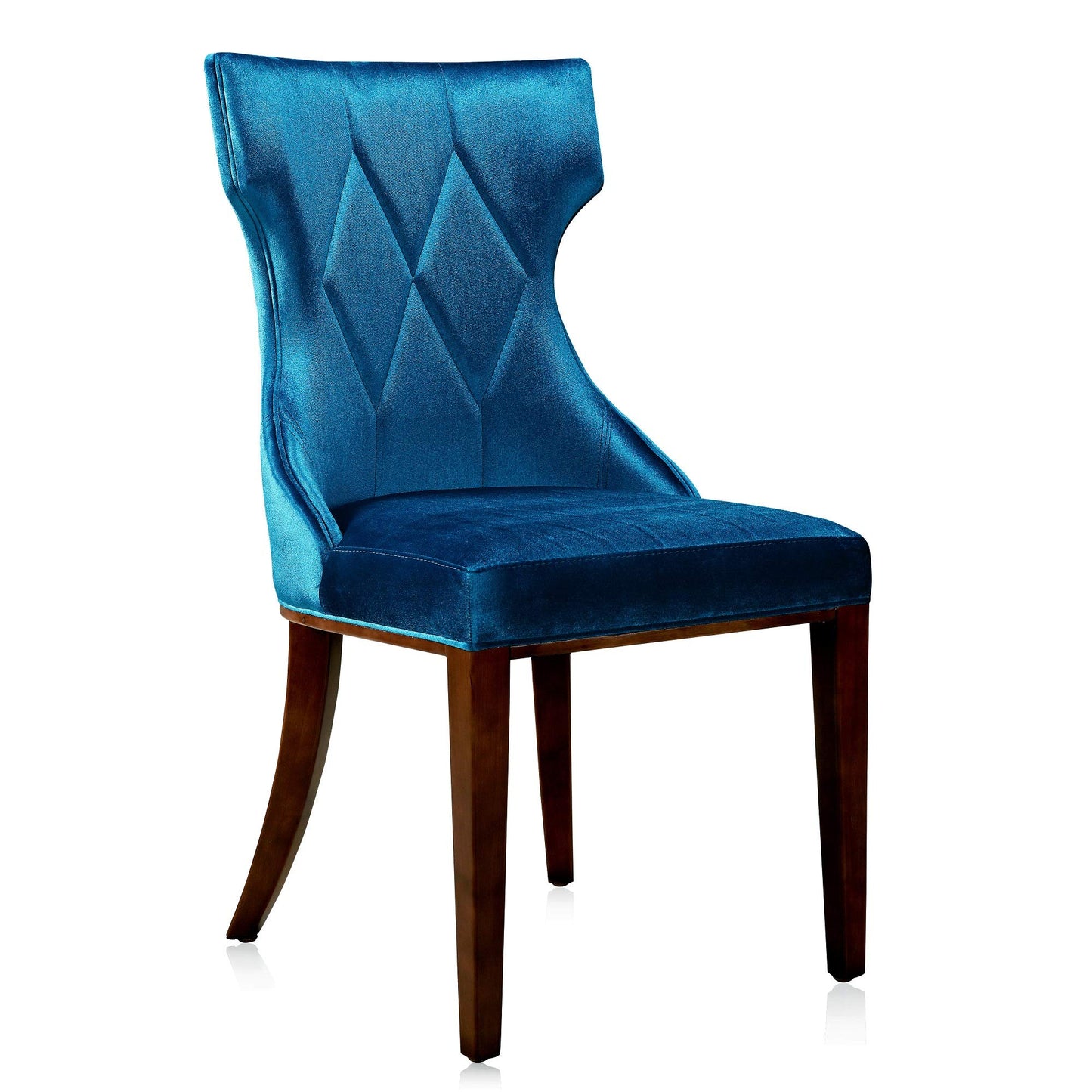 Manhattan Comfort Reine Dining Chairs Set of 2, Upholstered Seats with Diamond Stitching, Solid Beech Wood Frame, 4-Leg Base, 18.5" Seat Height, Fully Assembled, Cobalt Blue