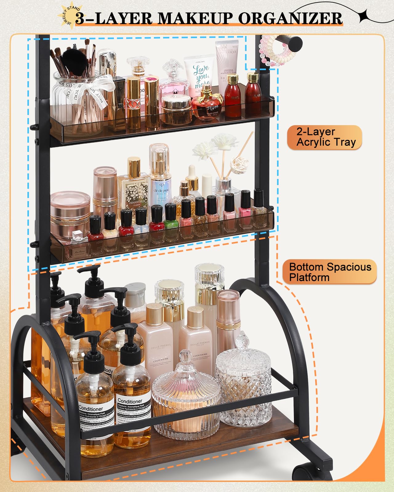 Mirror Jewelry Cabinet Standing, Jewelry Organizer and Storage with Jewelry Mirror, Jewelry Armoire with Earring Organizer Necklace Holder Bracelet Display, Large Tall Stand Up Jewelry Box Stand Tree