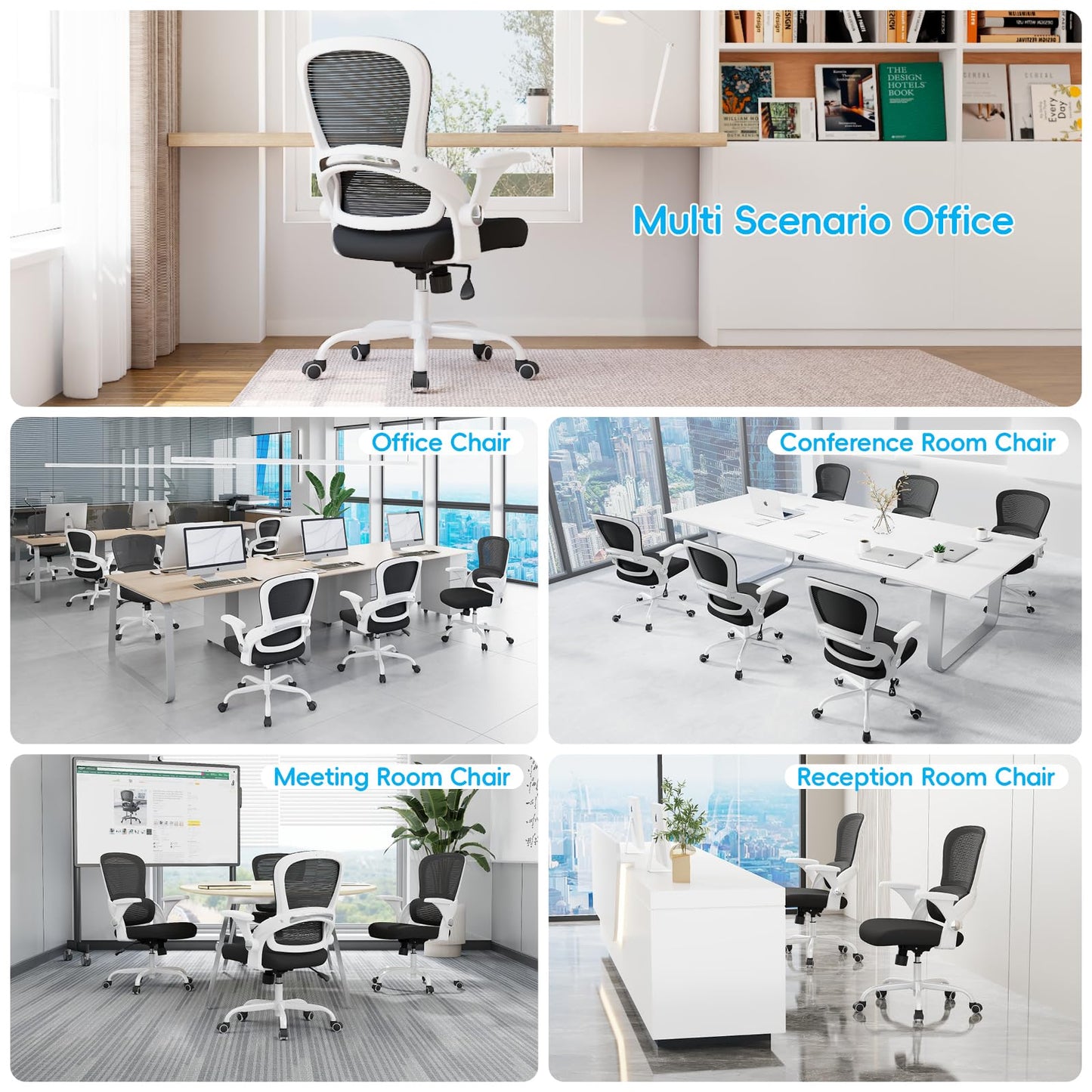 TRALT Office Chair - Ergonomic Office Chair with Back Support, Home Office Desk Chairs, 330lbs Wide Seat Big and Tall Office Chairs, Comfy Desk Chair for Work, Study, Office, Gaming (White Black)