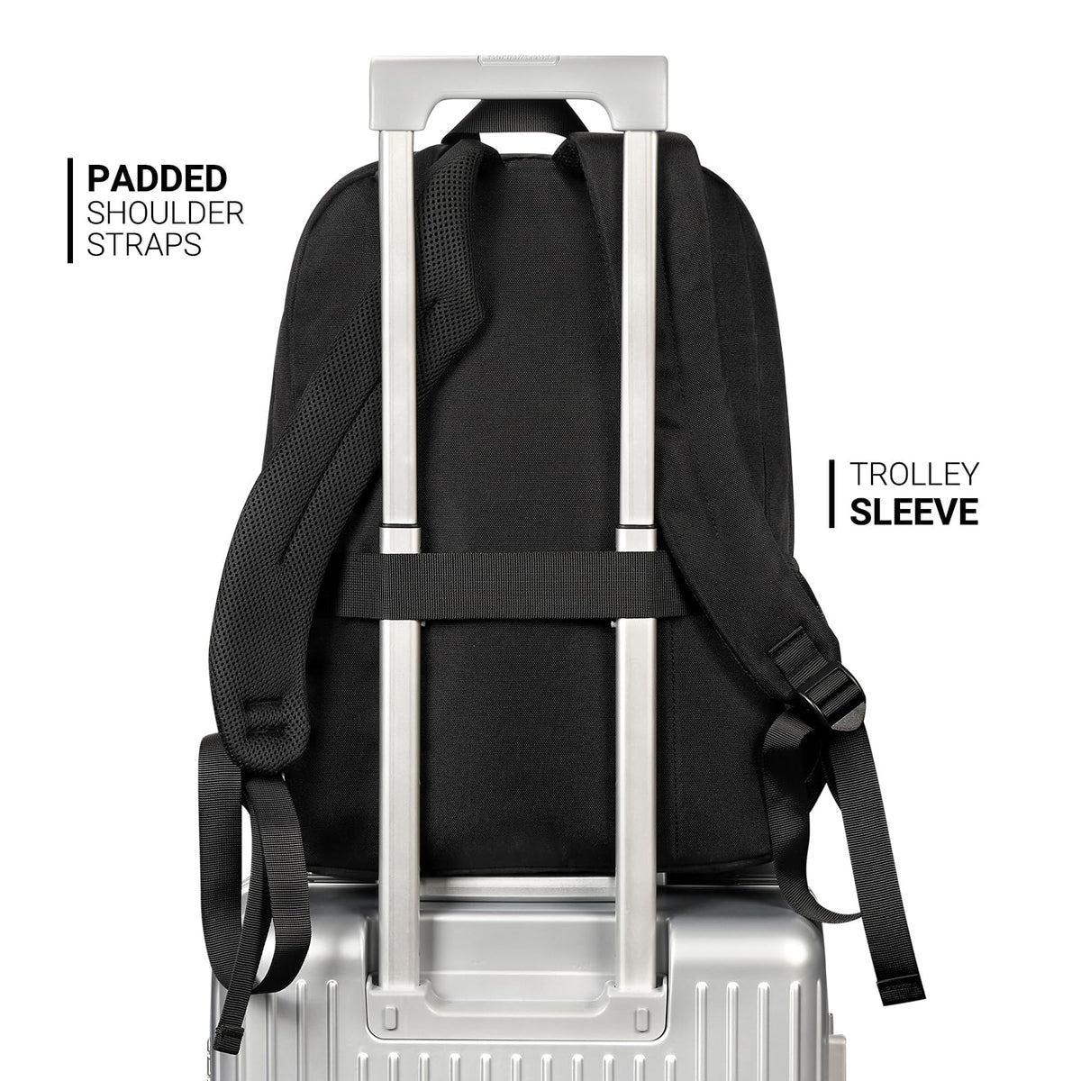 ZORFIN 26L Black Backpack for College, and Travel: Water Resistant Bookbag