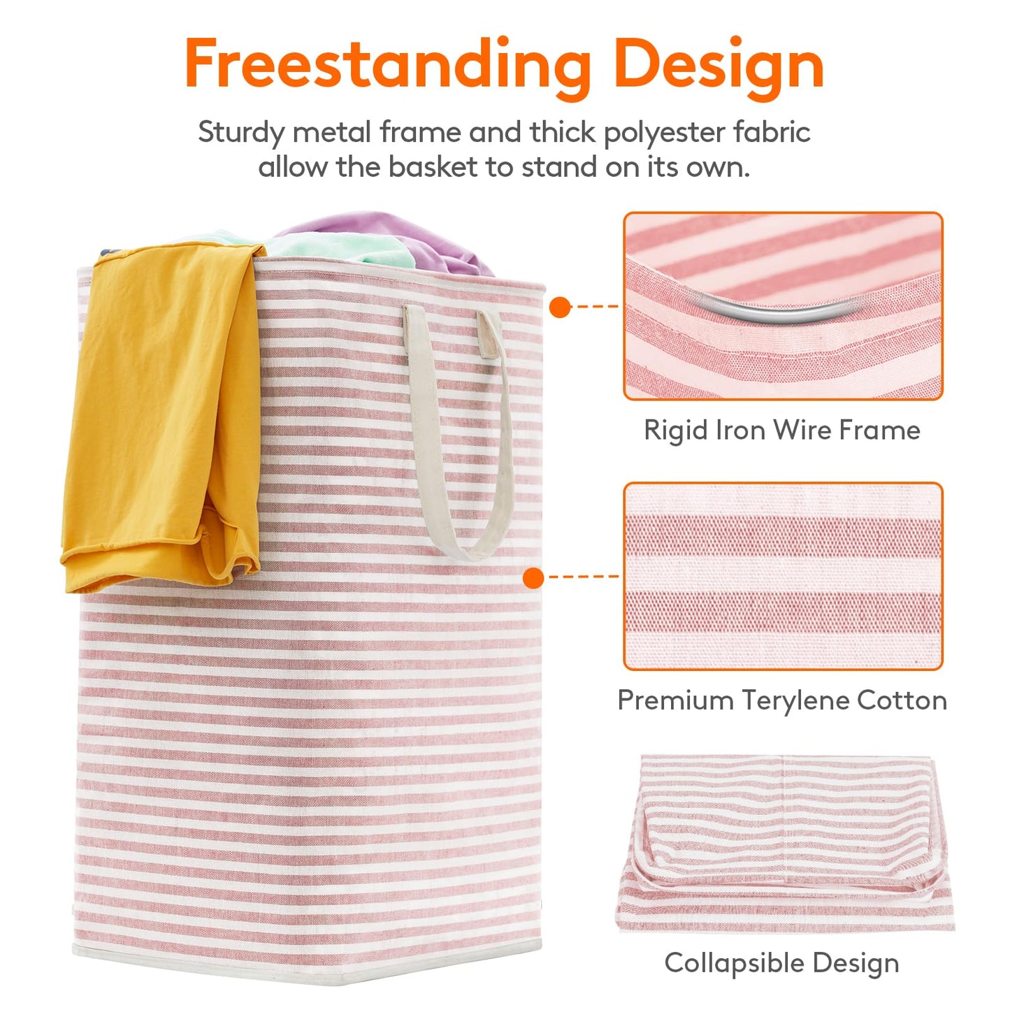 Lifewit 2 Pack Laundry Basket 80L Each, Collapsible Clothes Hamper with Reinforced Handles, Freestanding Waterproof Design for Bedroom and Laundry Room, Pink&Blue 160L Total