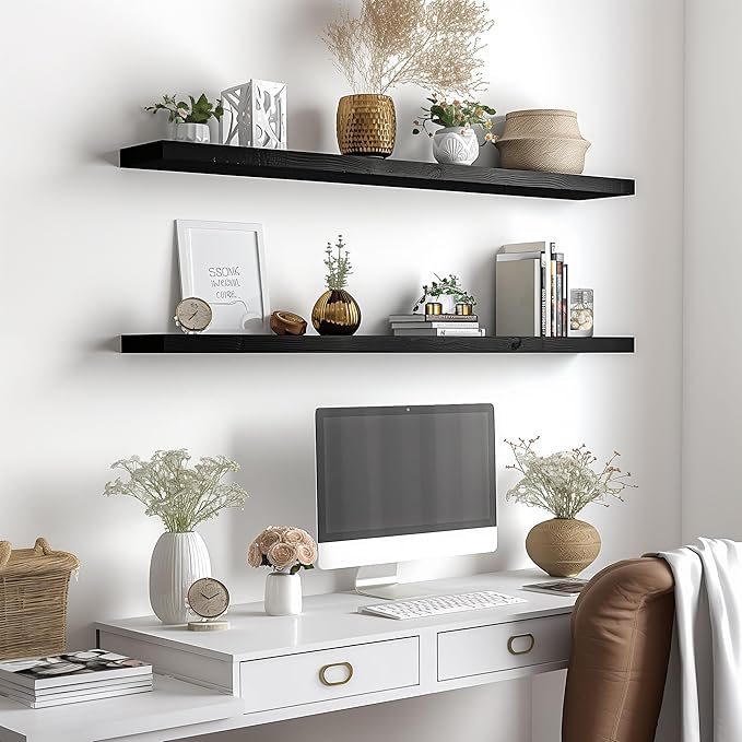 YYWUOJJ Wood Floating Shelves for Wall Decor, Rustic Wall Shelves for Bedroom