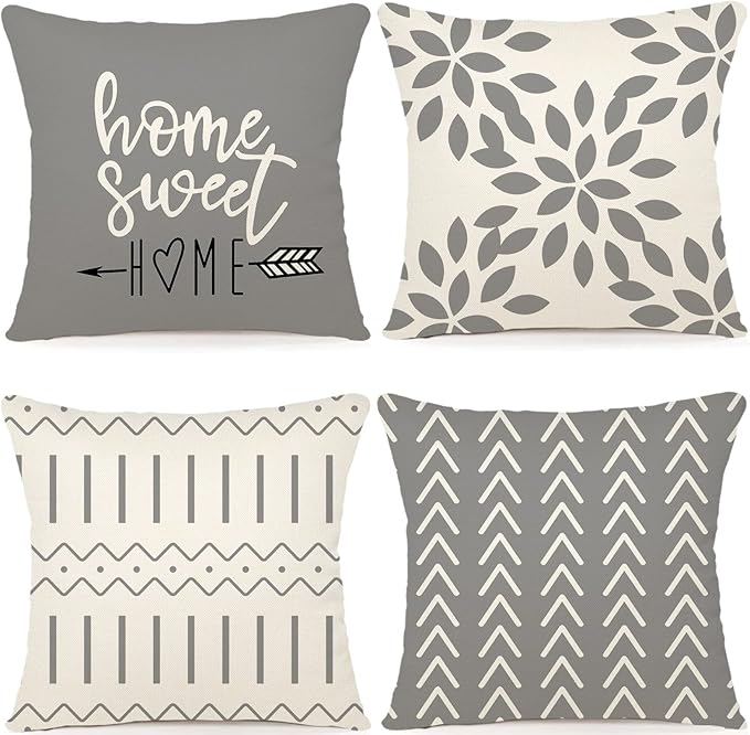 YCOLL Pillow Covers 22x22 Set of 4, Modern Sofa Throw Pillow Cover, Decorative