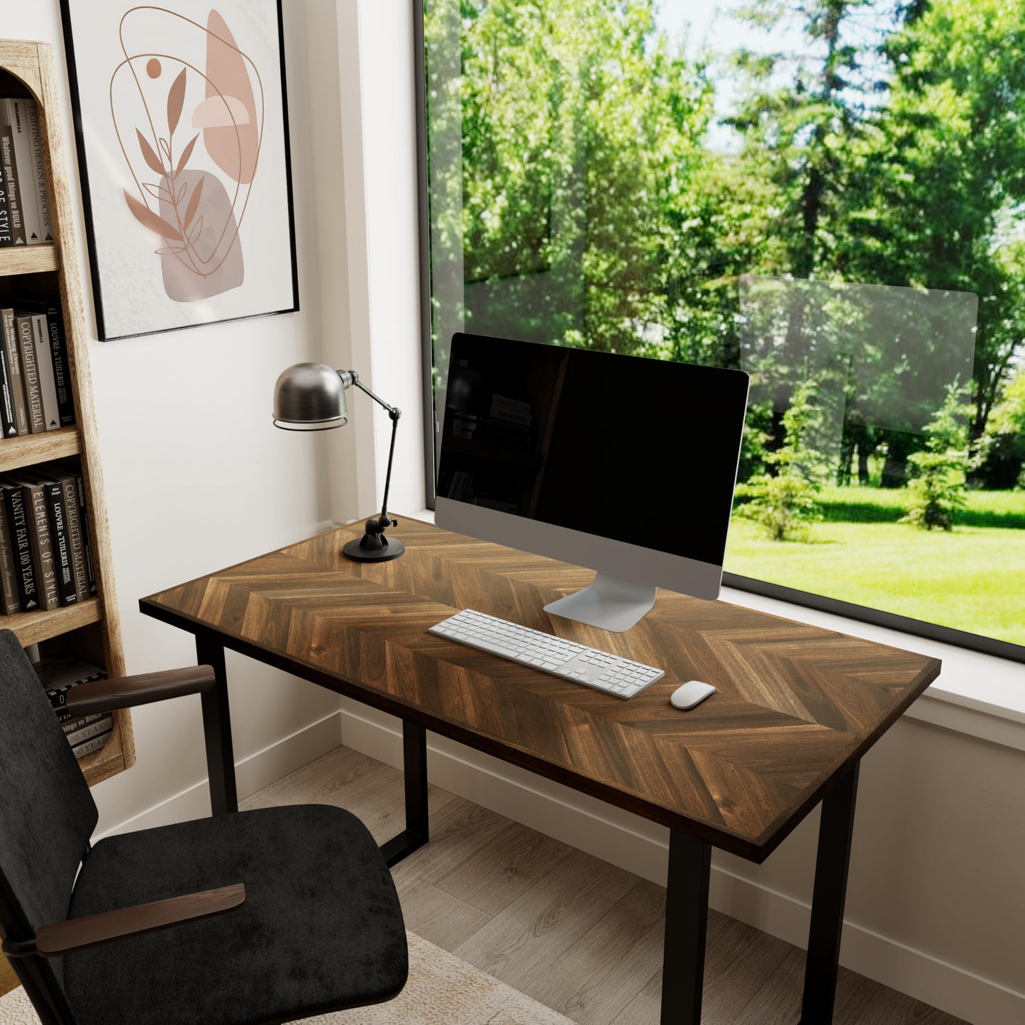 Howizz 60x30 in Solid Wood Table Top - 1in Thick Butcher Block Countertop for Standing Desk, Office Table, Workbench, DIY Furniture Projects, Dark Walnut Chevron