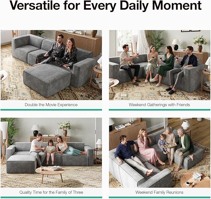 Novilla 176" Modular Sectional Sofa, No Assembly Cloud Sectional Couch