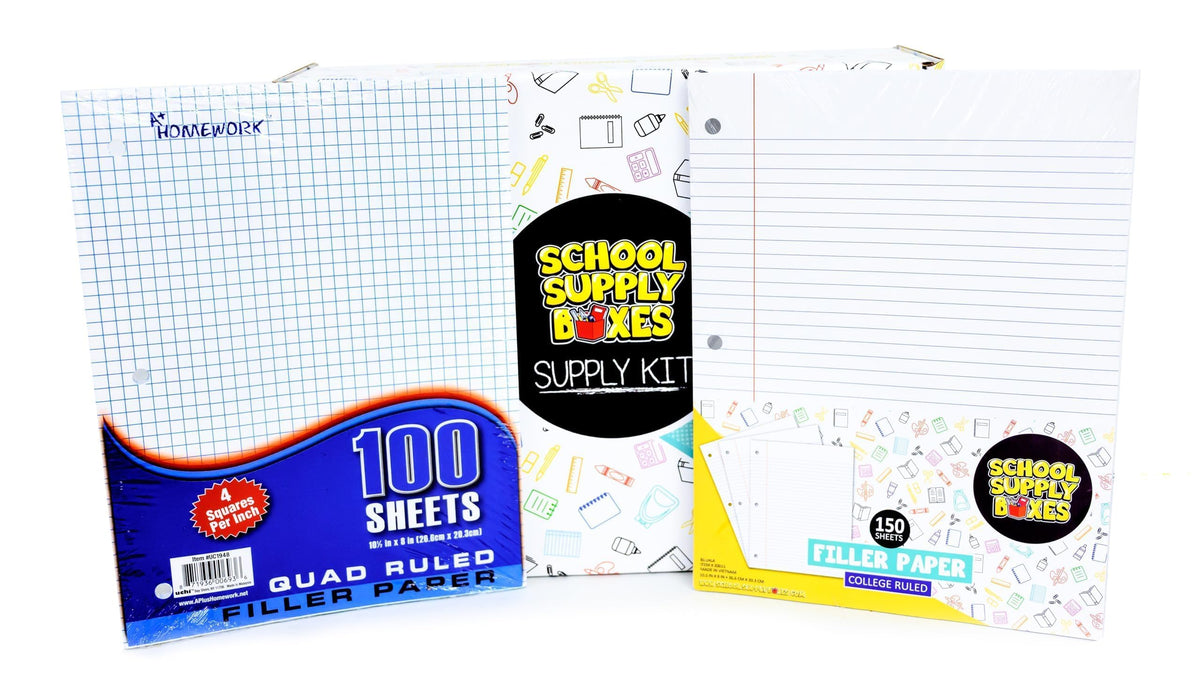 School Supply Boxes | STEM Class Bundle (1 Box) | Back to School Essentials Kit for Students & Teachers | Includes a Calculator, Graph Ruled Filler Paper, a Protractor, & More