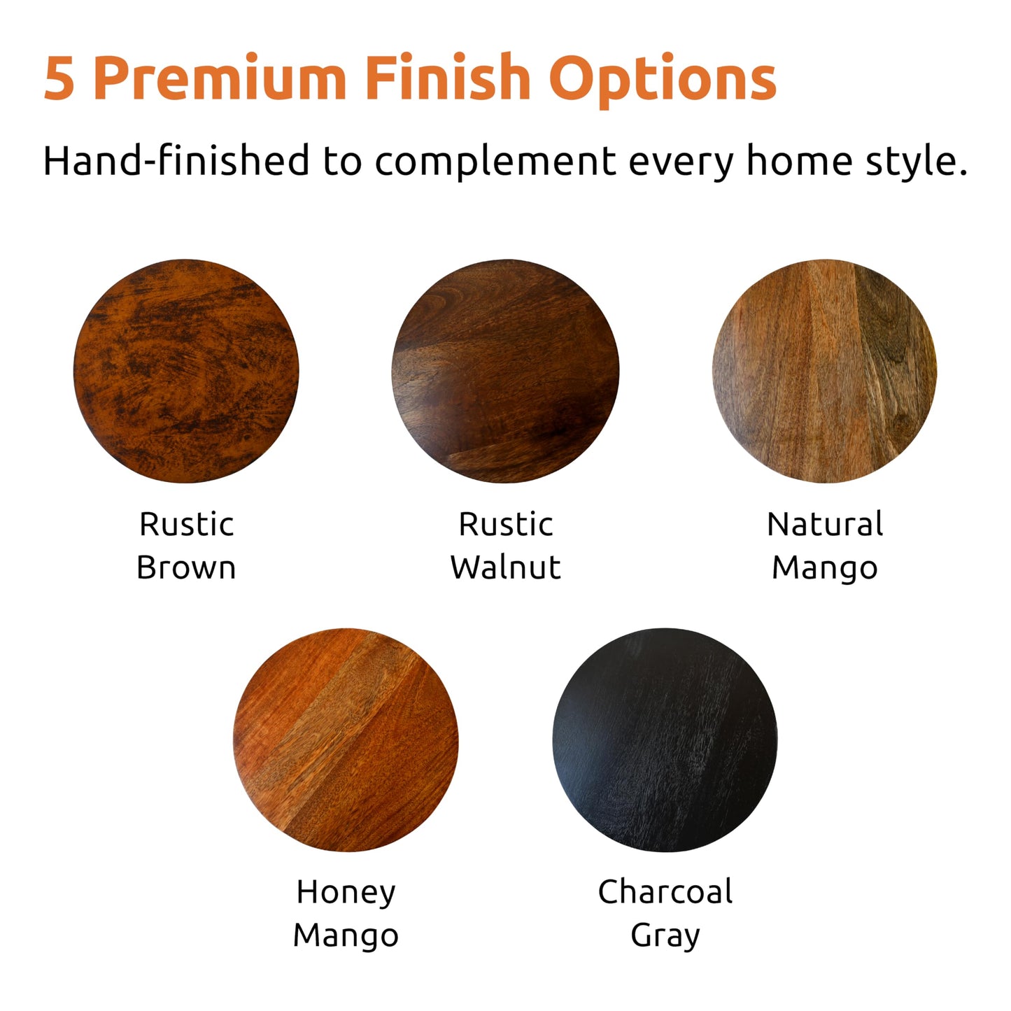 LIVINGNISH Solid Wood Round Side Table for Living Room, Bedroom and Office — Handcrafted 22-Inch End Table, Bedside Nightstand, Accent Table for Small Spaces with Tool-Free Assembly- Rustic Brown