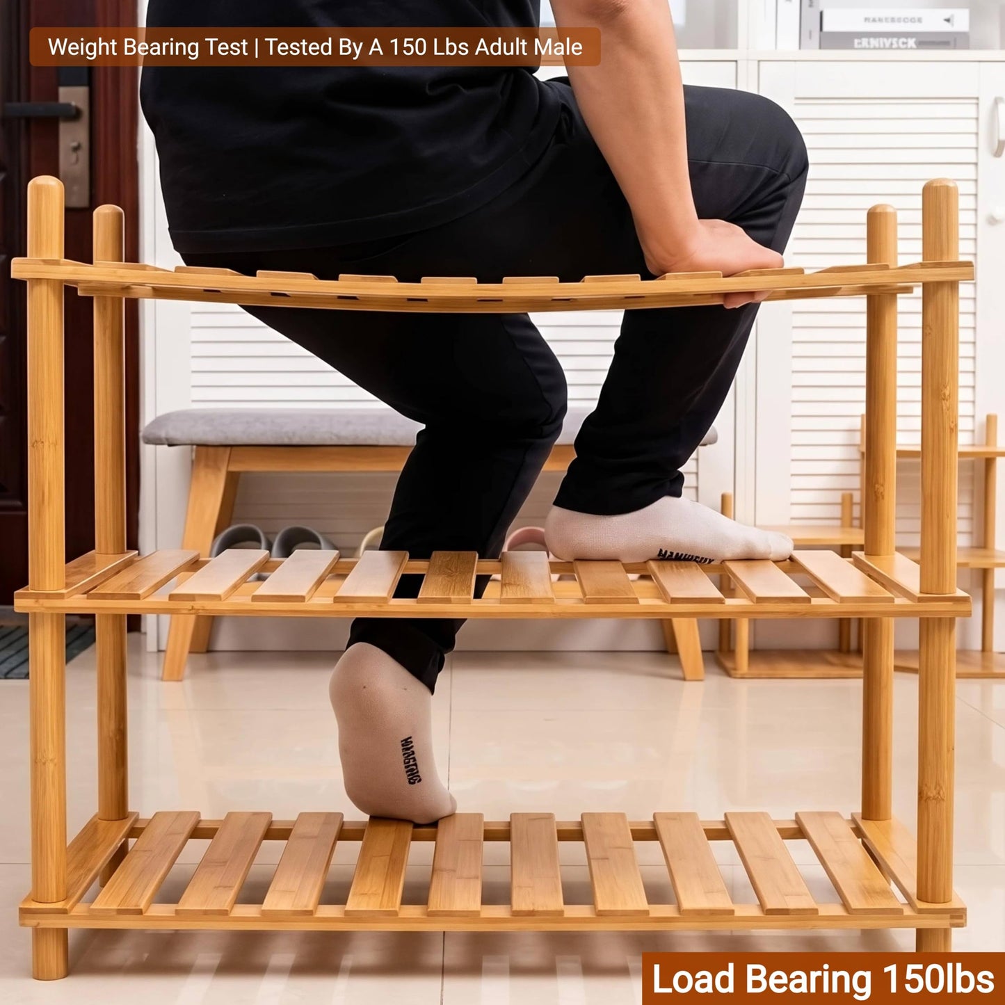 GOGOGO 4-Tier Expandable Bamboo Bookshelf - 150LBS Heavy-Duty, Tool-Free Assembly, Multifunctional Storage for Bathroom/Kitchen/Office Holder Plant Flower Stand (1, Natural, 4-Tier 12.8" D)