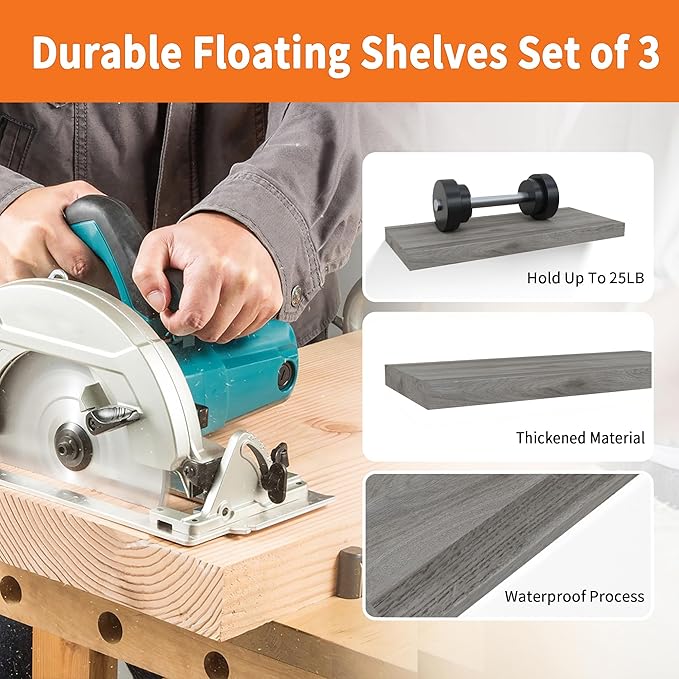 Upassion Floating Shelves for Wall Set of 3, Frame Display Floating Shelf for
