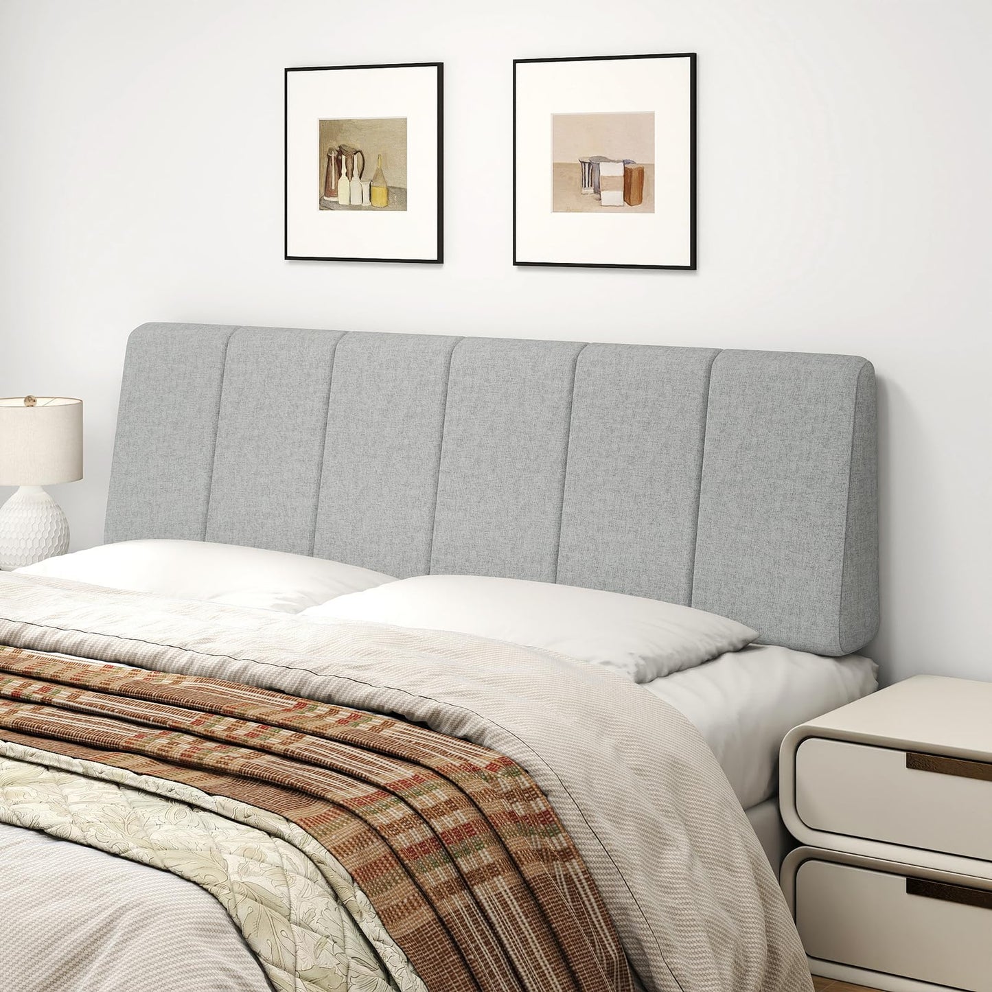Liiwepo Queen Size Headboard Only-No Assembly, Upholstered Headboard Queen Size Linen Fabric Modern Style Headboards Extra-Thick, Light Gray