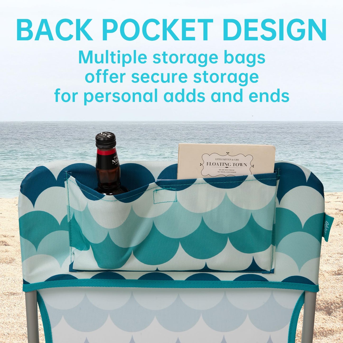 #WEJOY Folding Beach Chair for Adults, Lightweight Beach Chair with Shoulder Straps, High Back Camping Chairs with Hard Armrest, Supports 300lbs for Outdoor Lawn Concert (Cyan Blue)