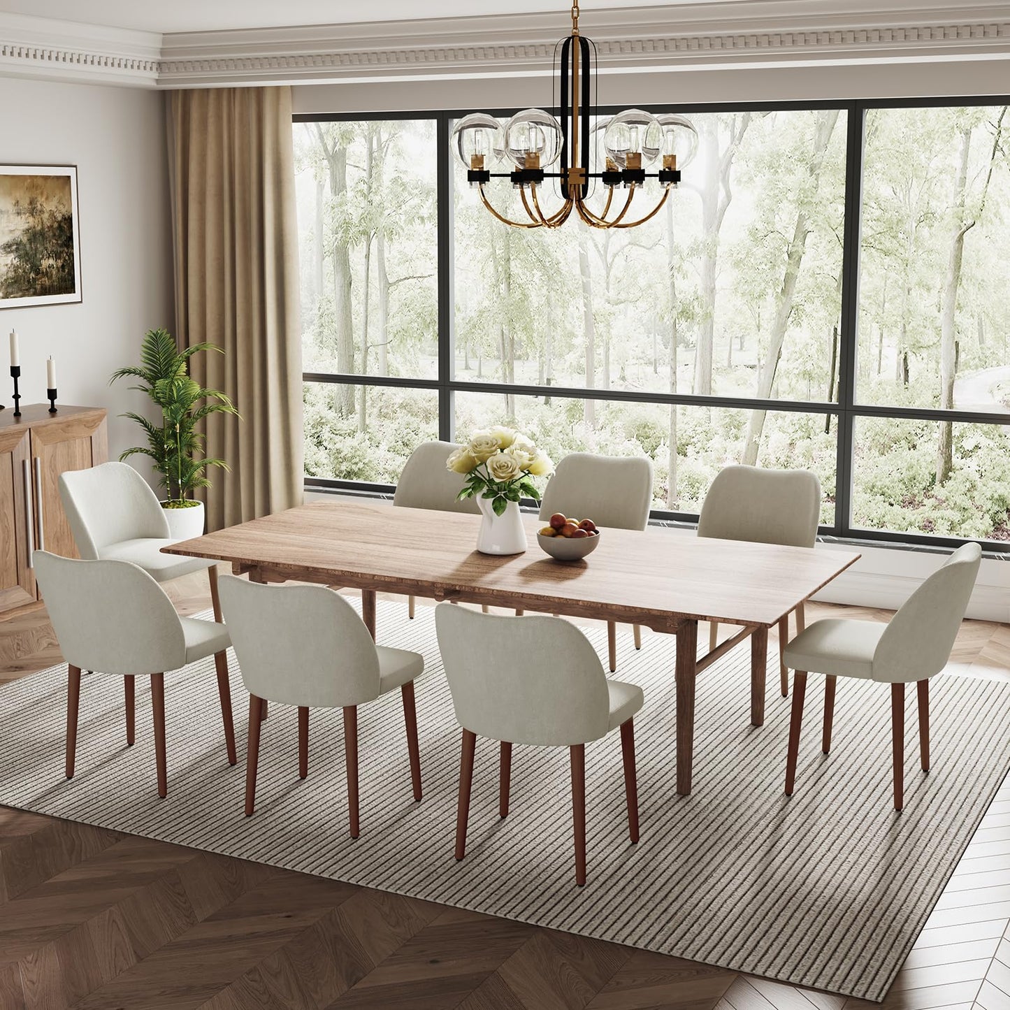 MINPINSER Dining Chairs Set of 2, Comfortable Dining Room Chairs, Modern Kitchen Chairs with Thick Cushions, Leveling Feet and Side Wing Support, Solid Wood Legs, Armless Dining Side Chairs